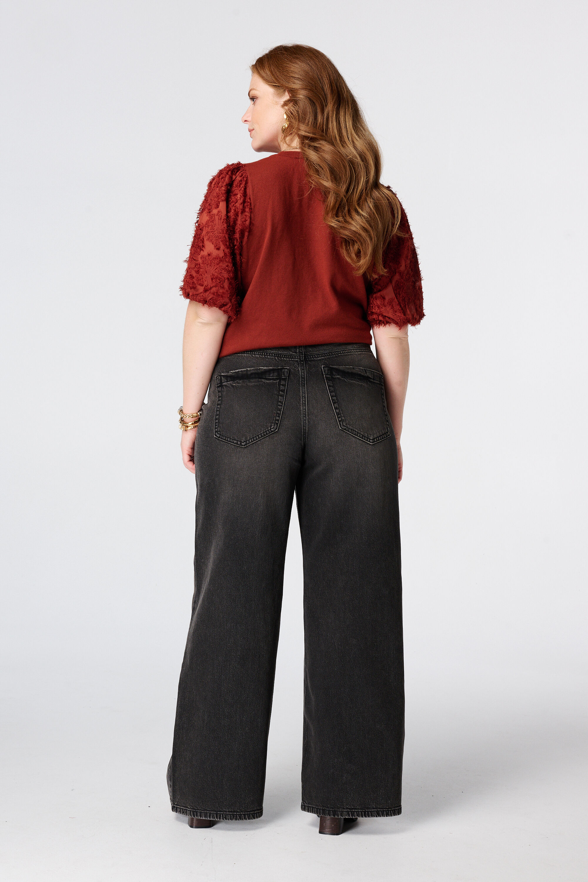 Wide leg jeans met hoge taille image number 3