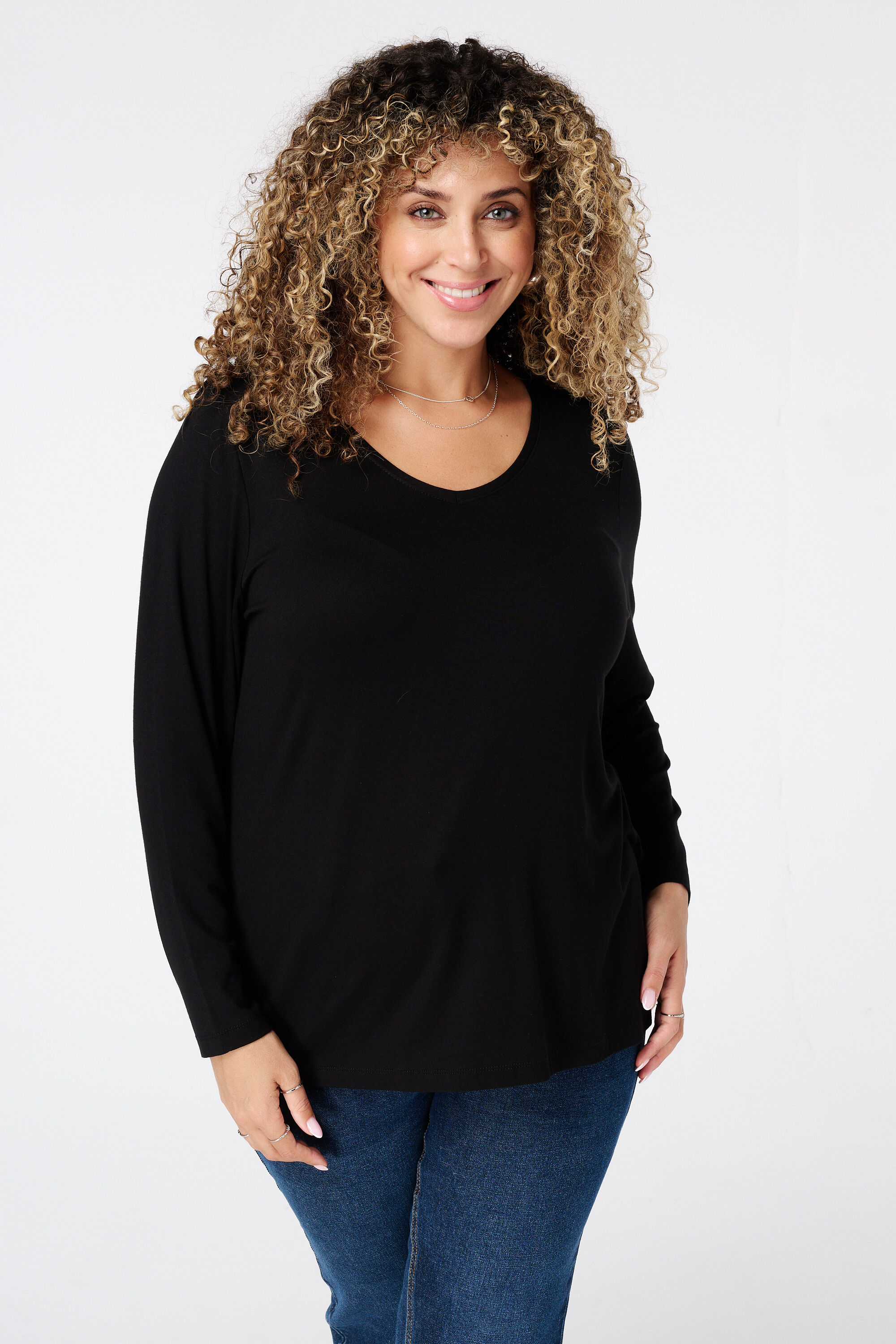 Top met lange mouwen en v-hals