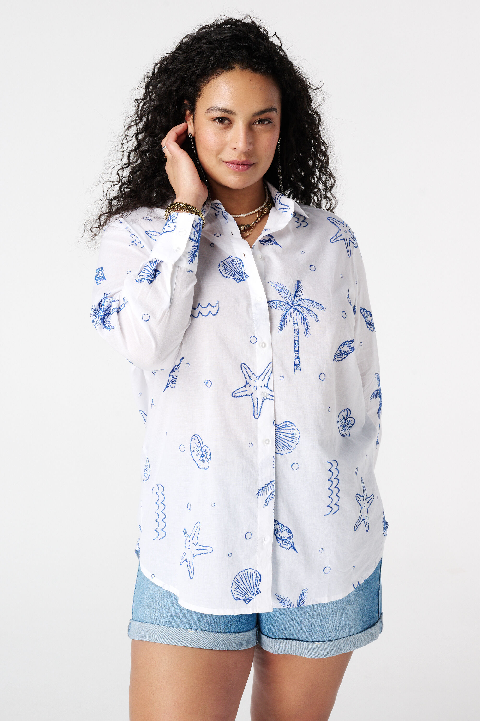 Blouse met tropische print