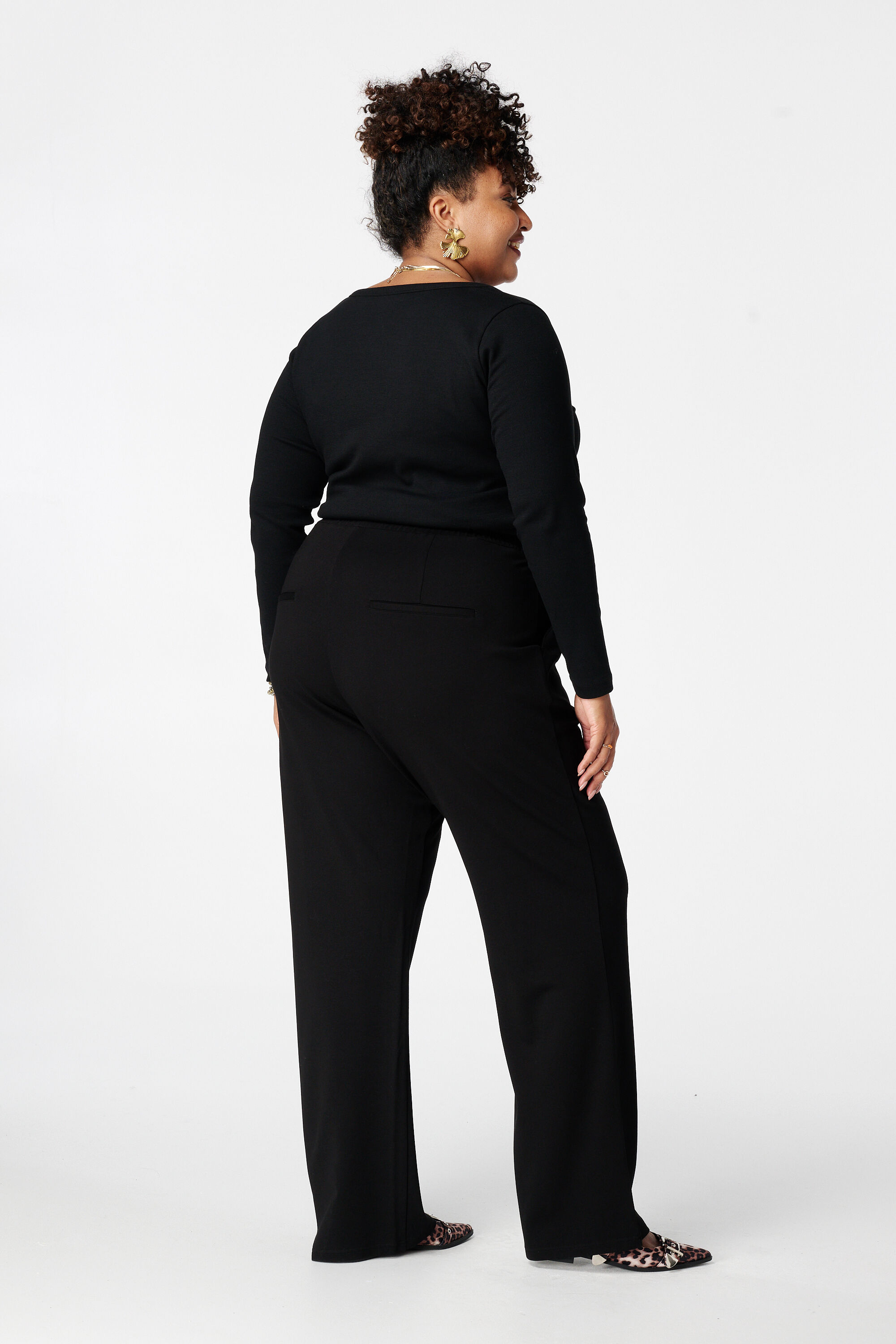 Wide leg pantalon met siernaden image number 3