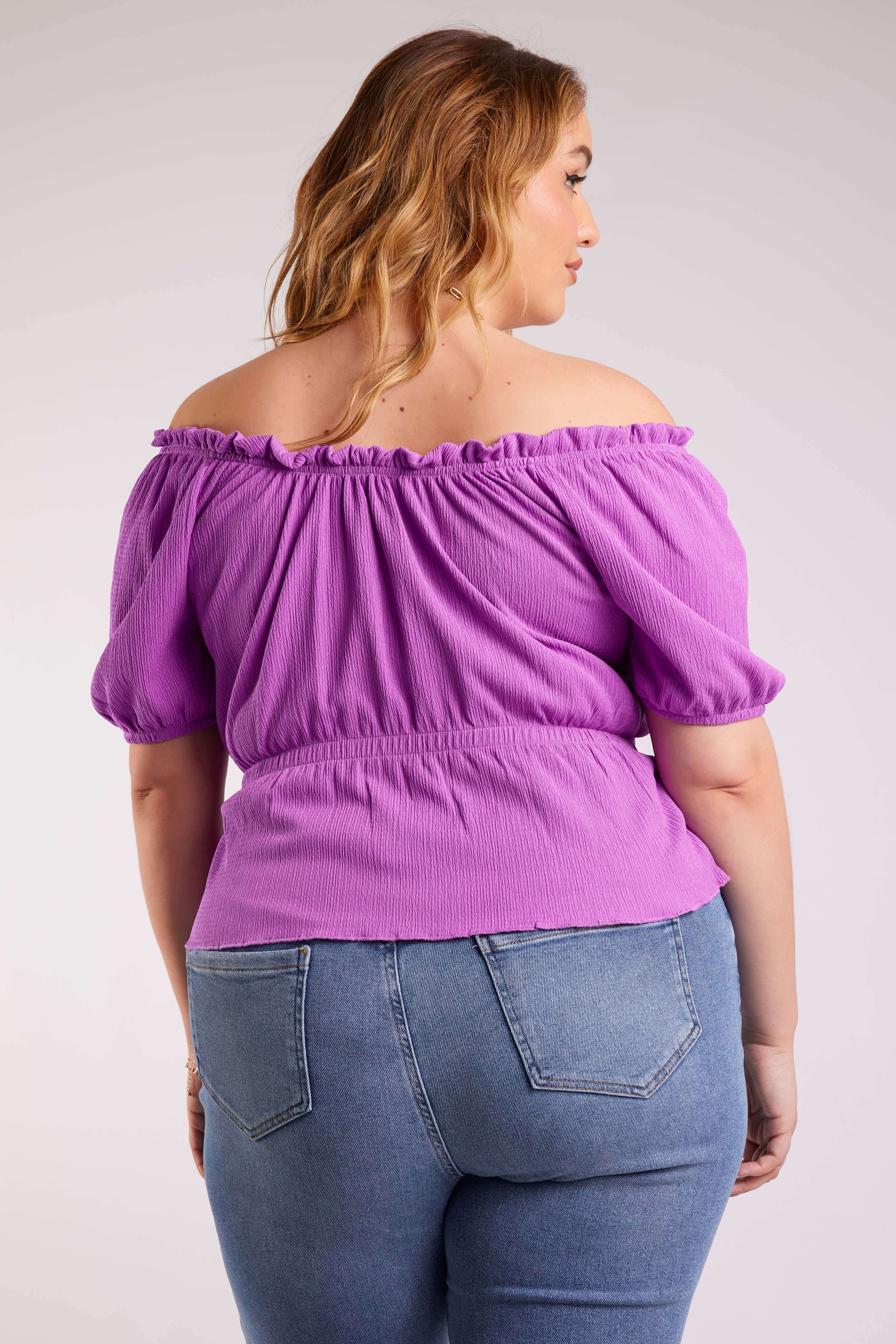 Cropped off shoulder top image number 4