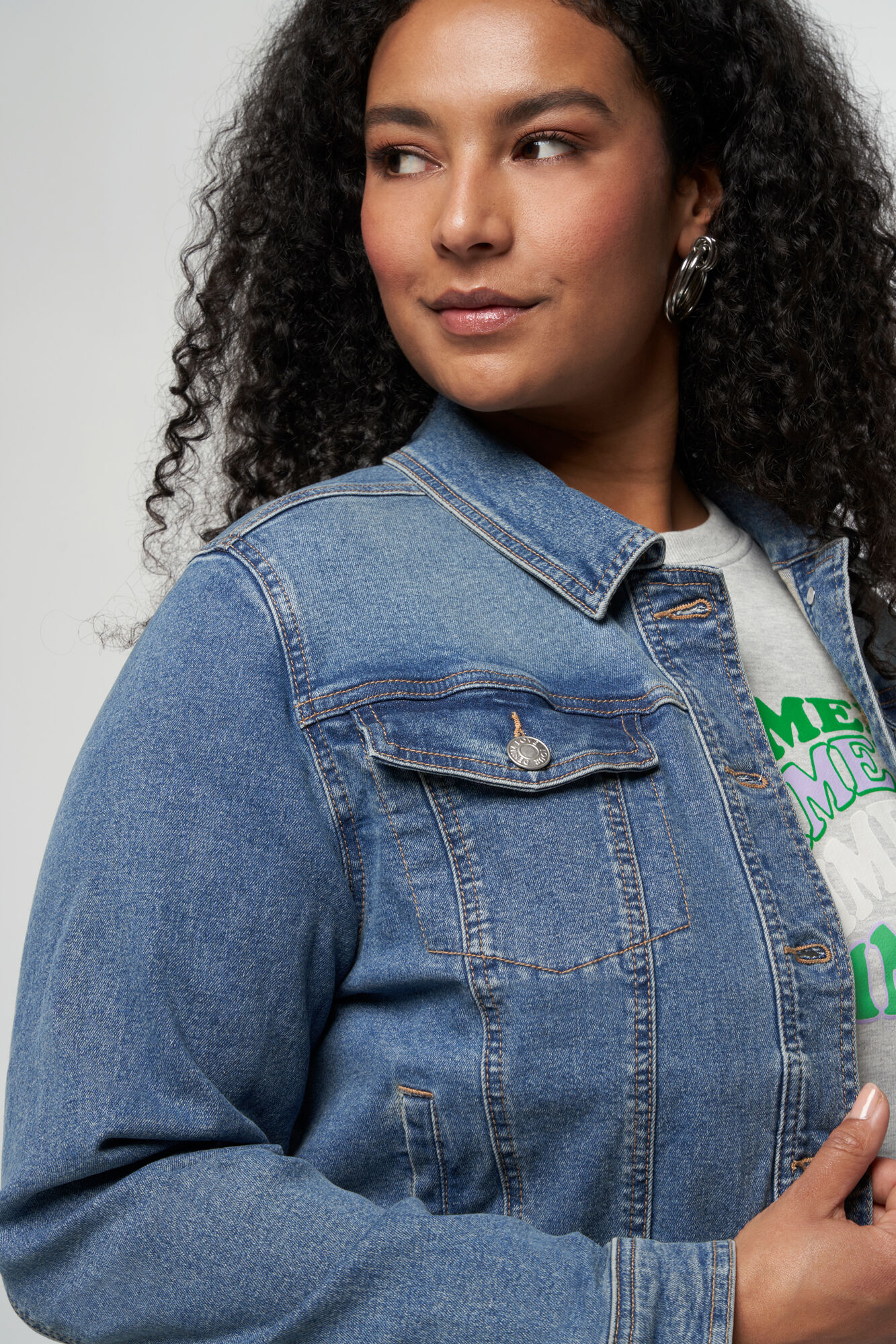 Denim jasje met stretch image number 4