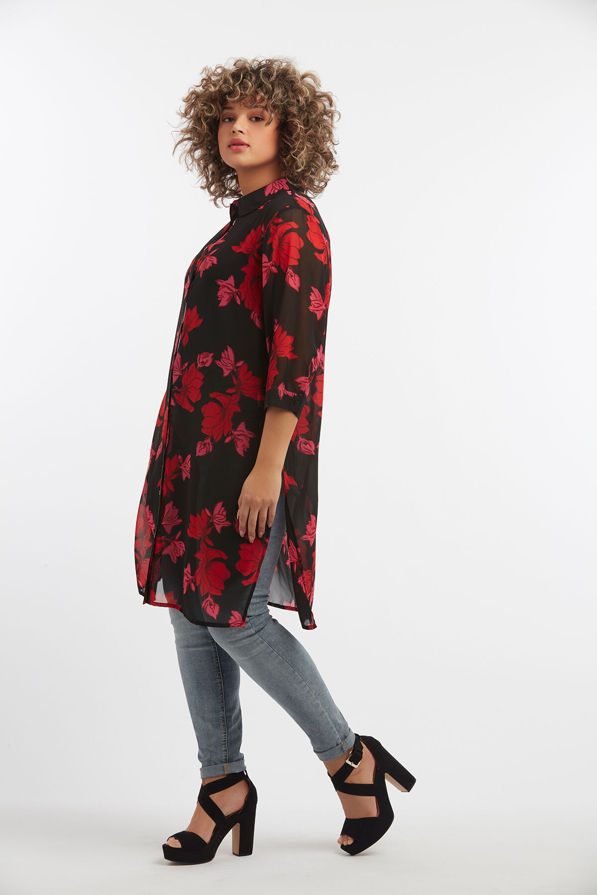 Transparante blouse met bloemenprint image number 3