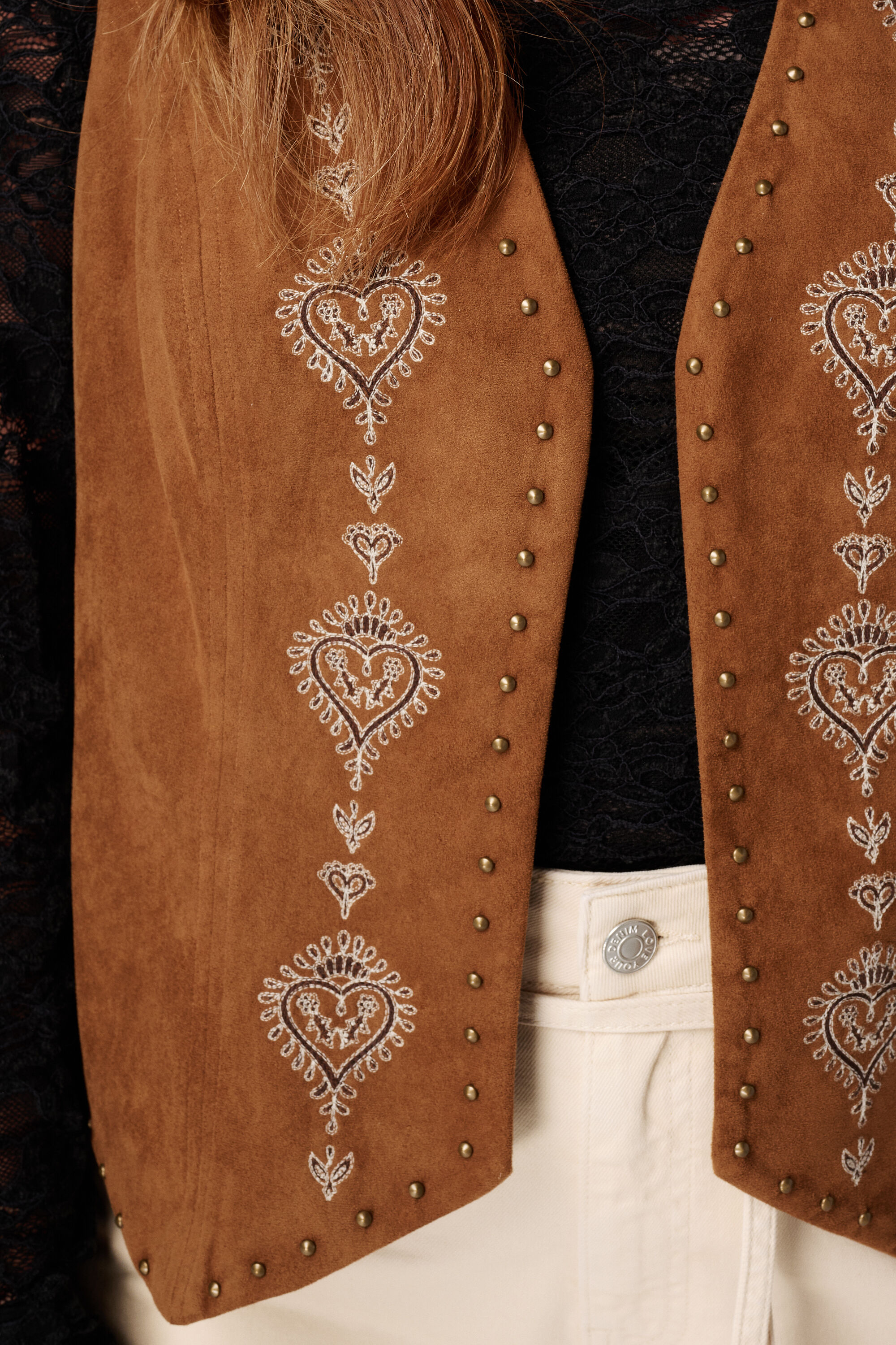Gilet met embroidery en studs image number 6