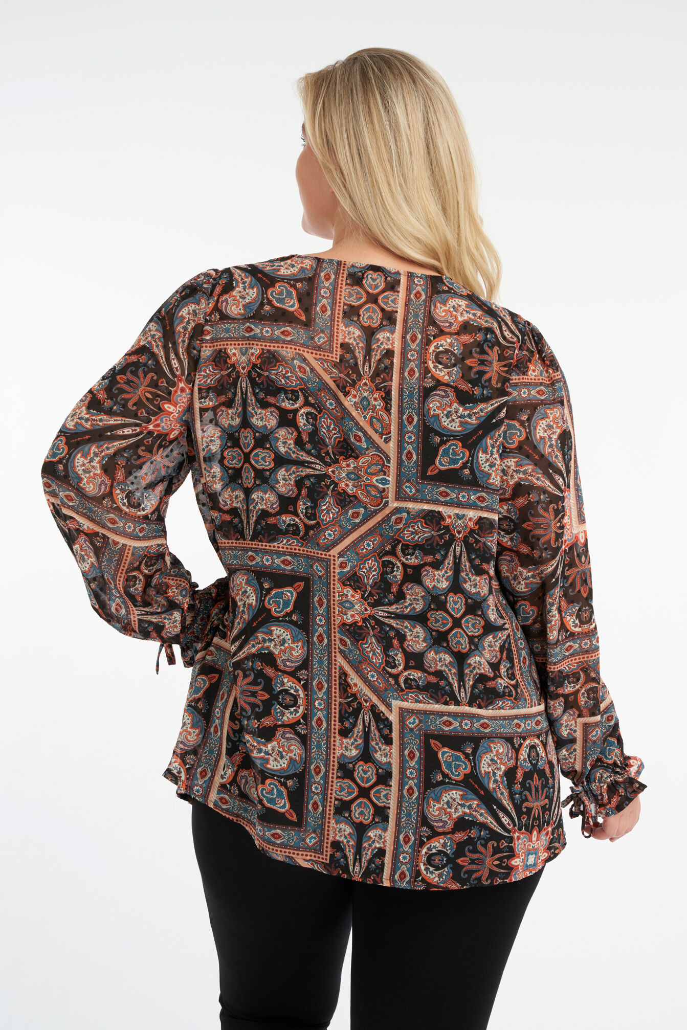 Paisley print blouse met V-hals image number 3