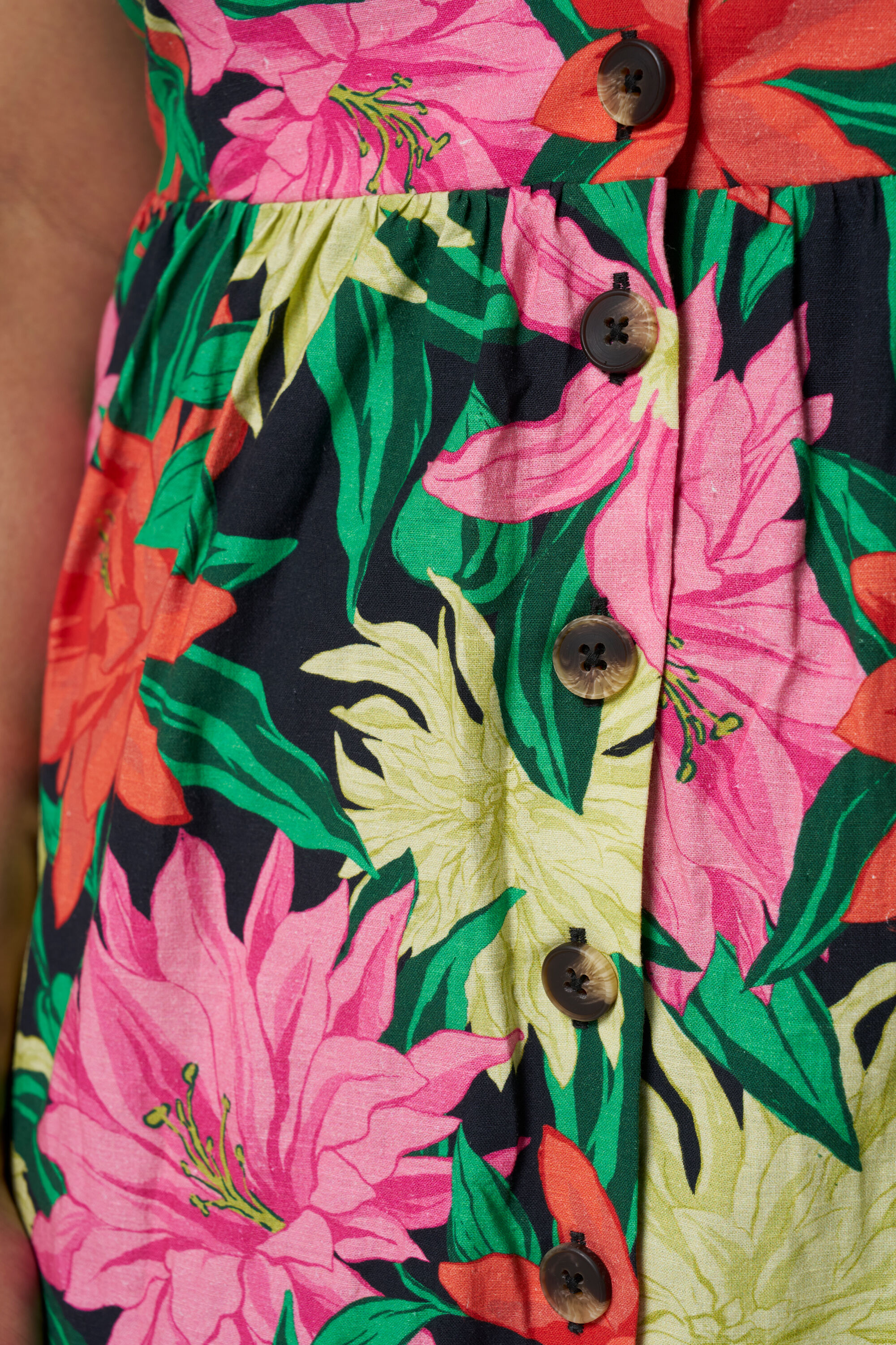 Midi jurk met knopen en print image number 4