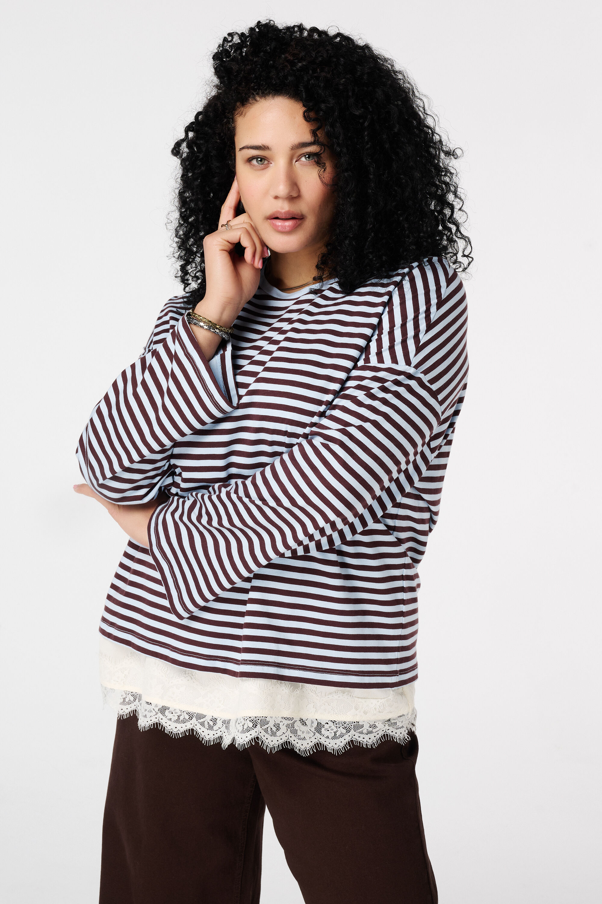 Gestreepte lange mouwen top