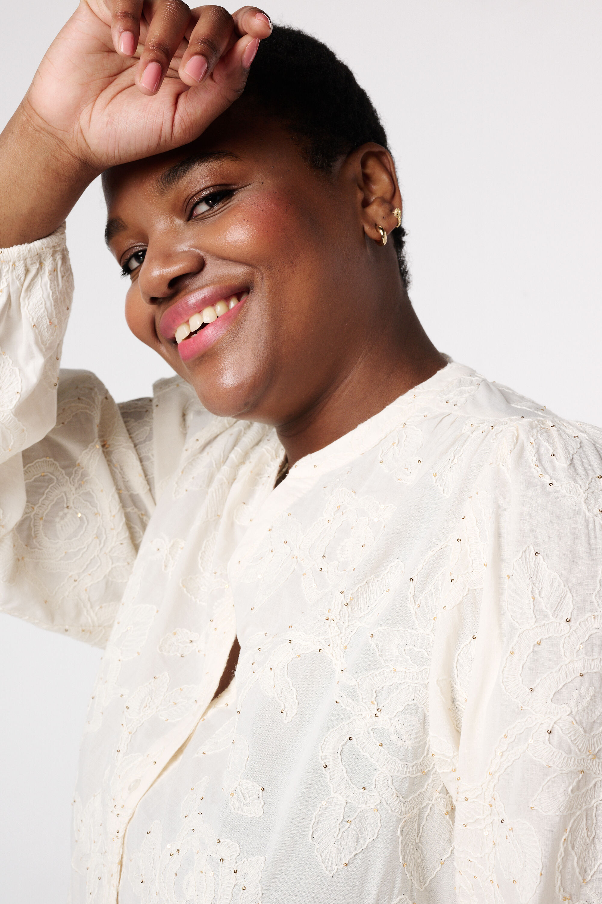 Blouse met bloemen broderie image number 4