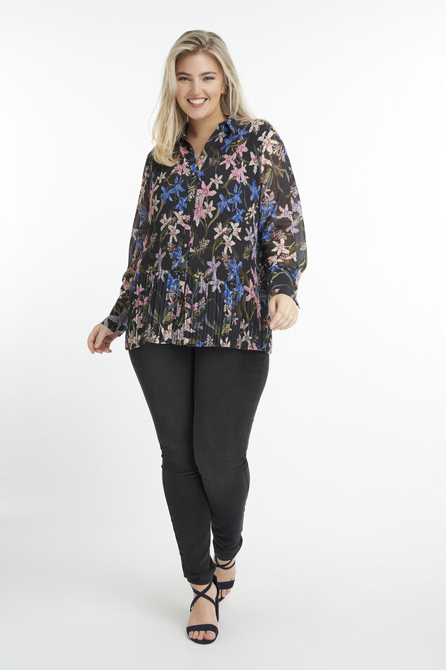 Blouse van plisse stof image number 5