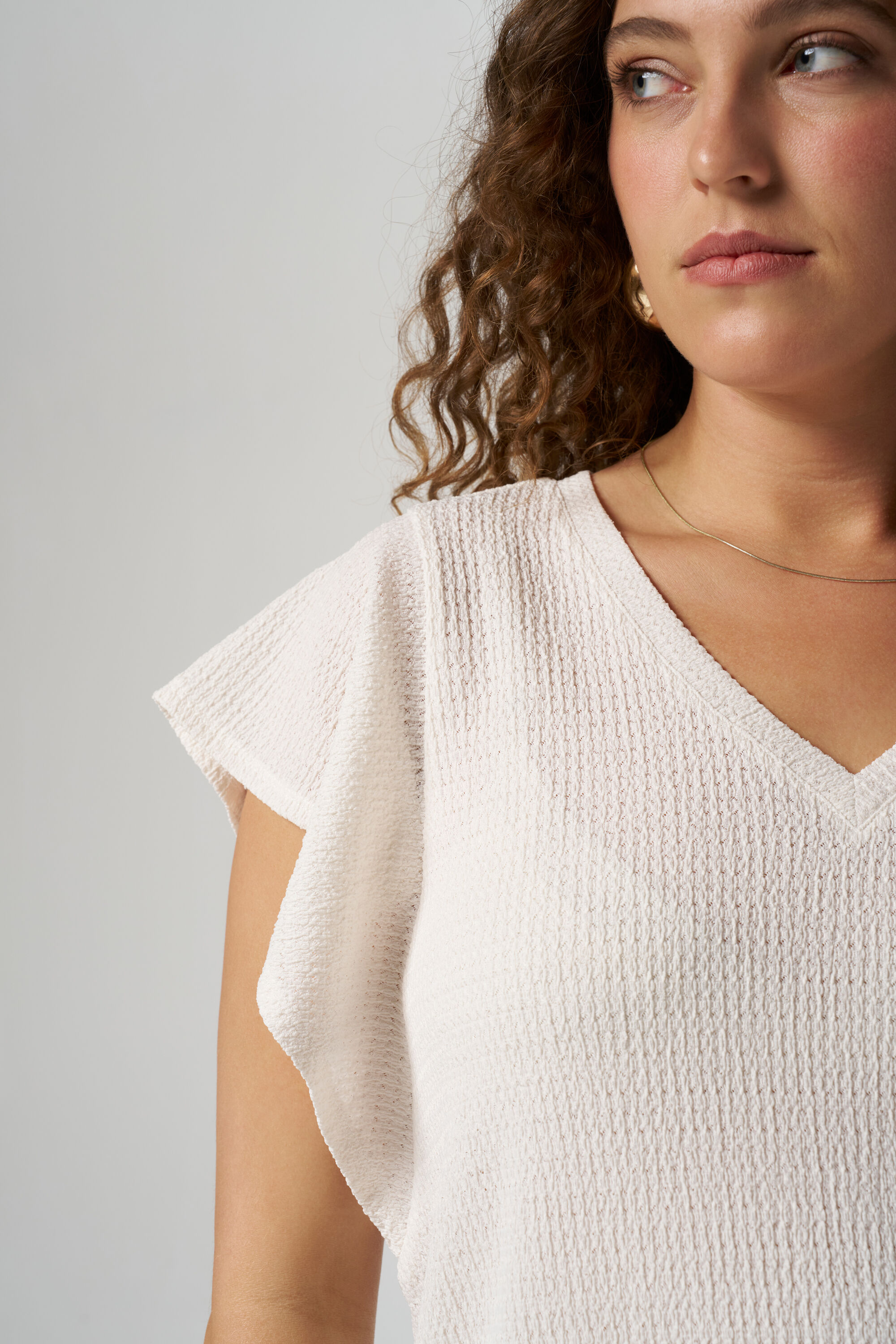 Gestructureerde top met v-hals image number 4