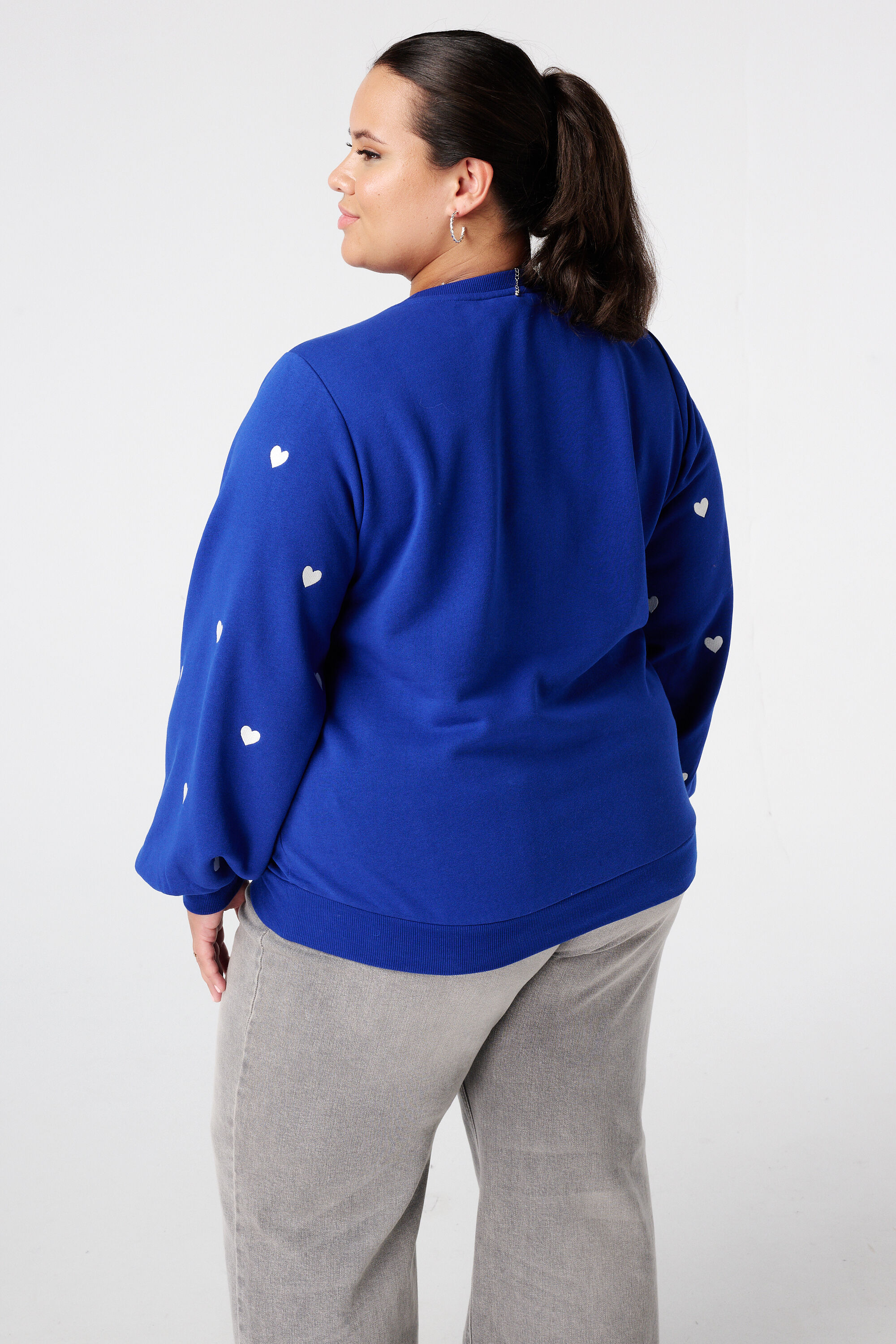 Sweater met geborduurde hartjes en ballonmouwen image number 3