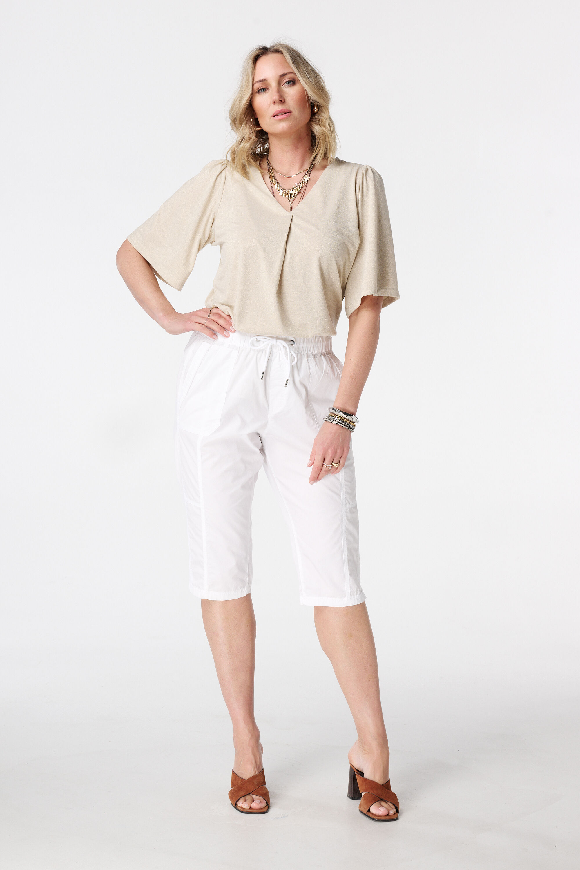 Capri broek met elastische taille image number 0