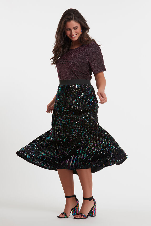 Lange glitter rok met pailletten image number 3