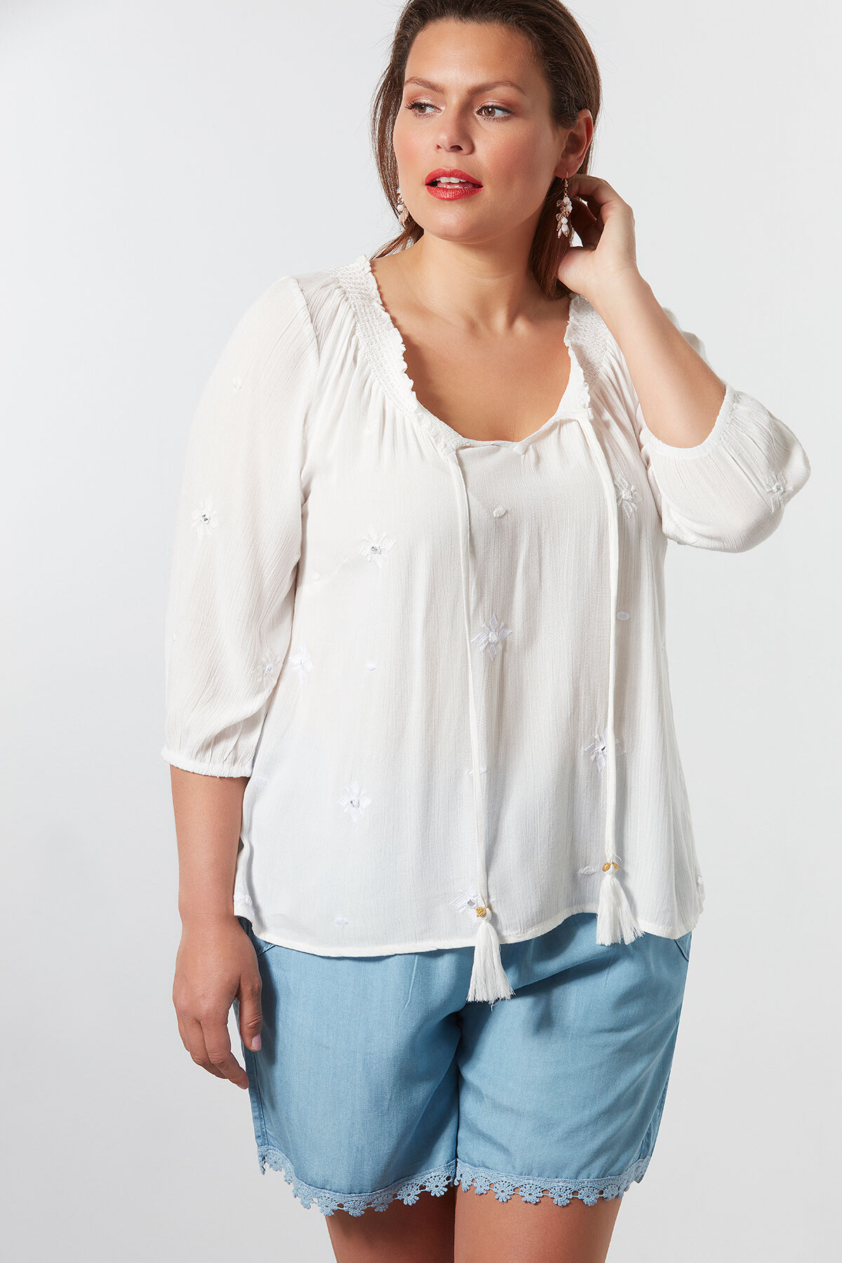 Blouse met gesmokte halslijn image number 0