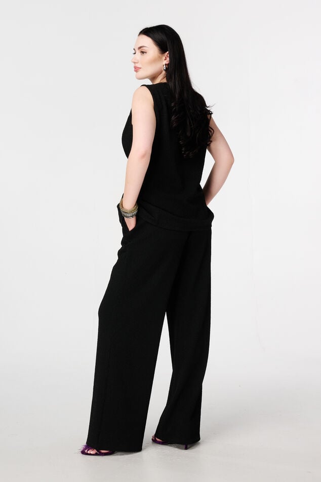 Broek met lurex en elastische tailleband image number 3