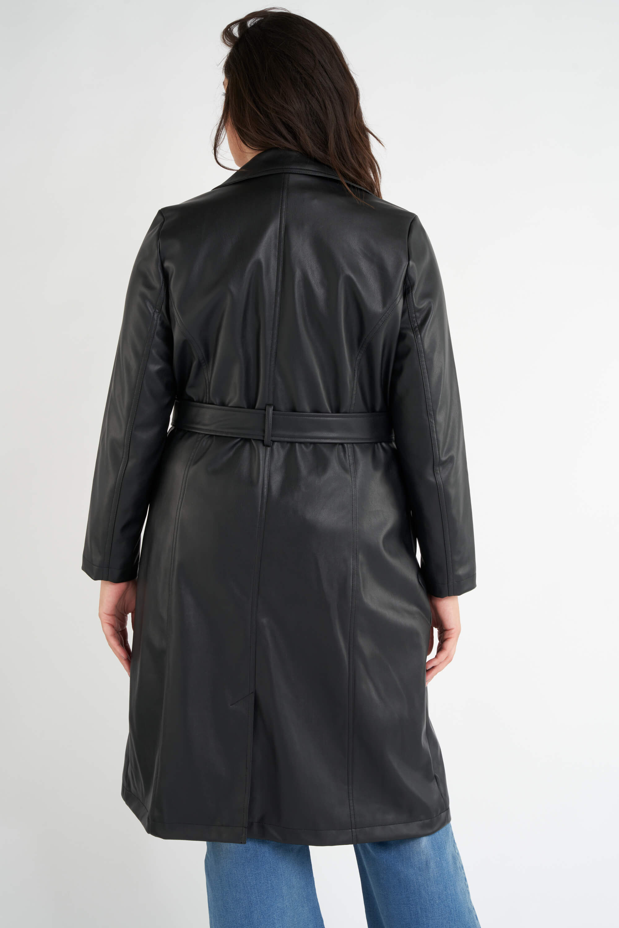 PU leren jas met ceintuur image number 3