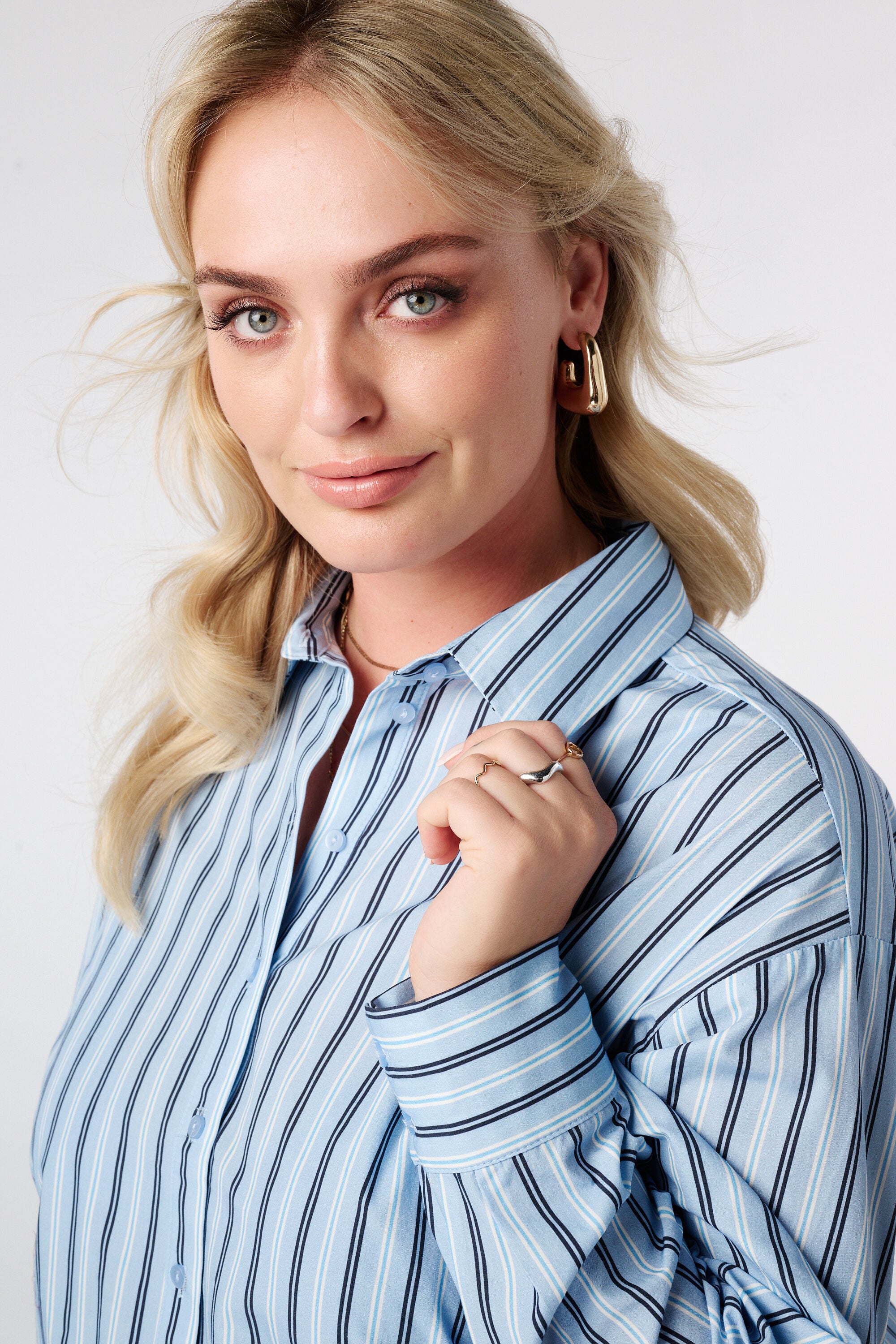 Gestreepte ballon blouse image number 2