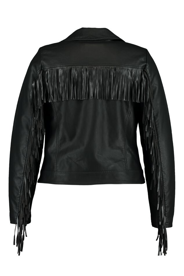 Imitatieleren jas met franjes image number 3