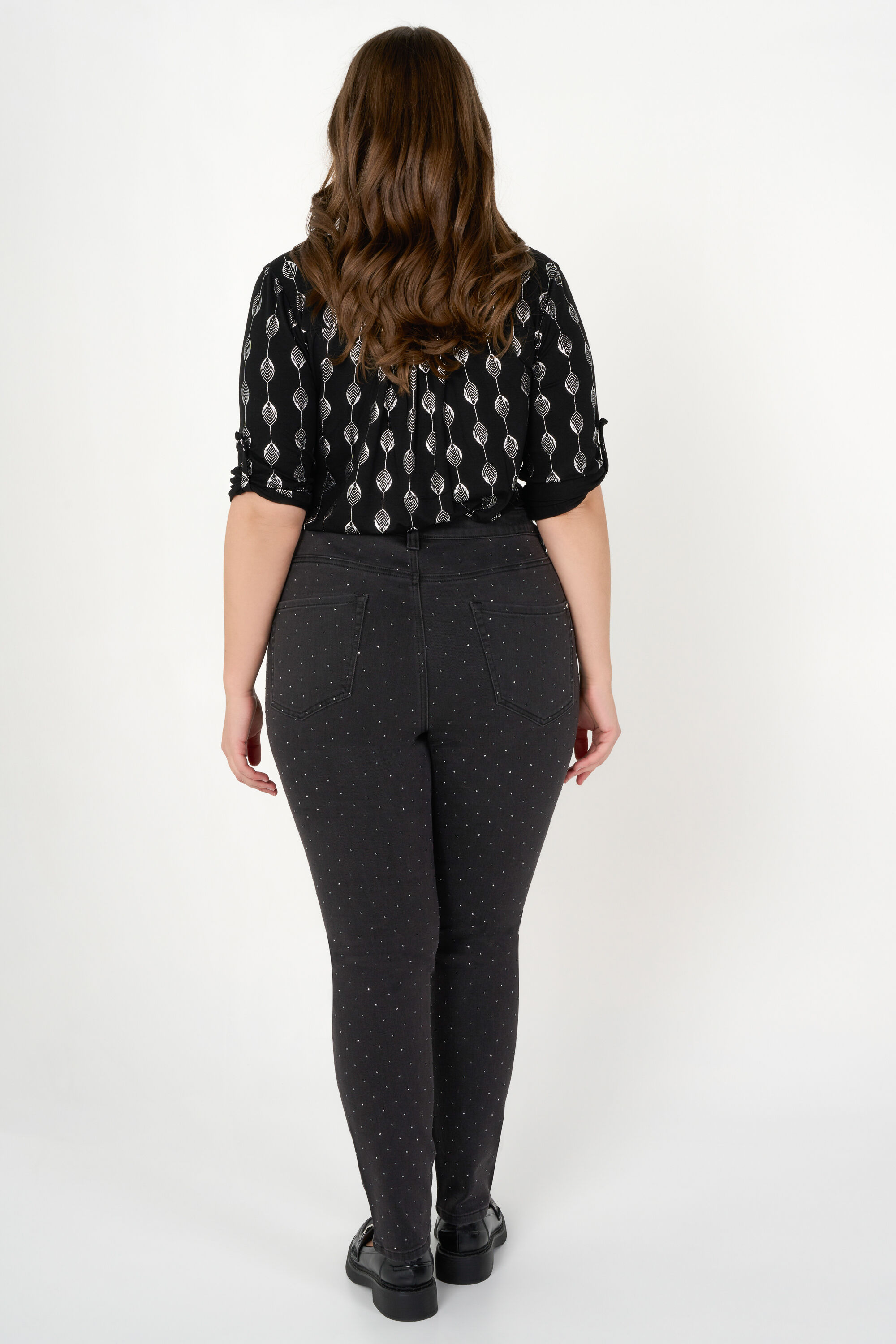 Slim leg jeans met strass steentjes image number 3