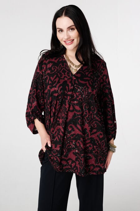 Top met stretch en foil print Top met stretch en foil print
