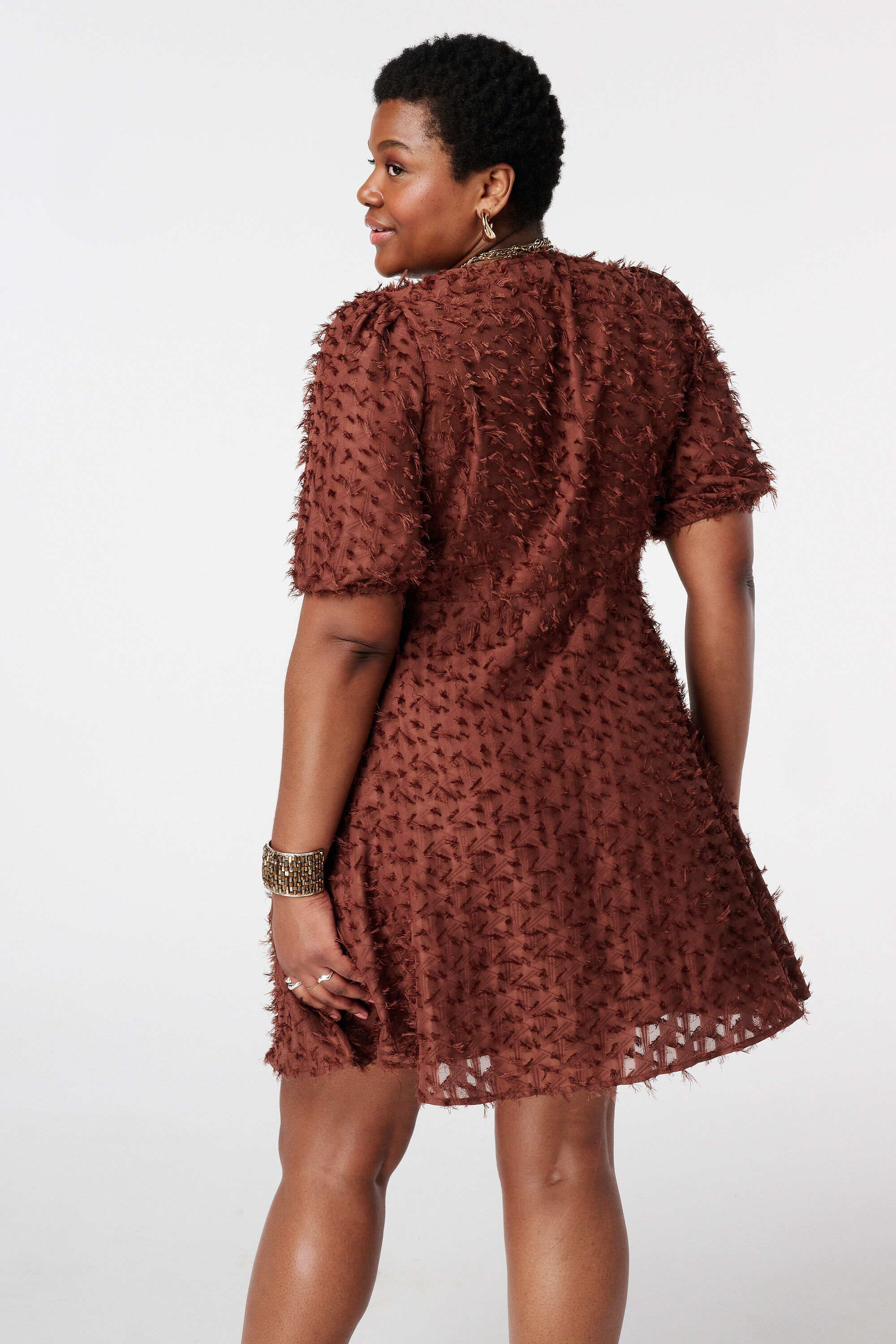 Jurk met kantstructuur en overslaglook image number 3