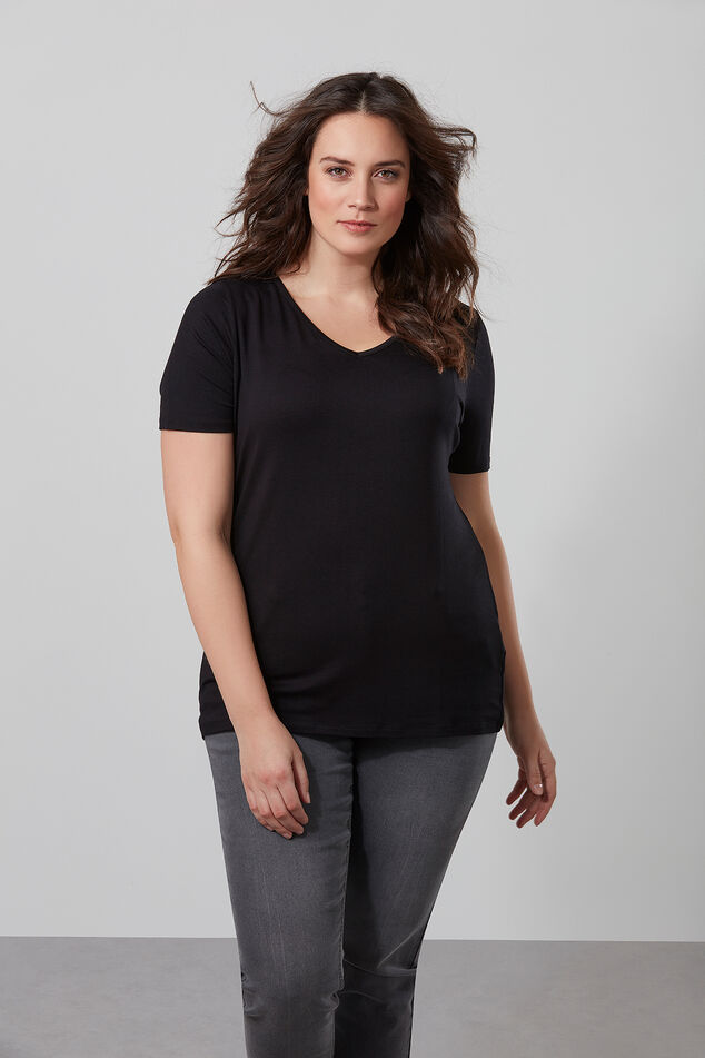 T-Shirt met V-hals image number 0