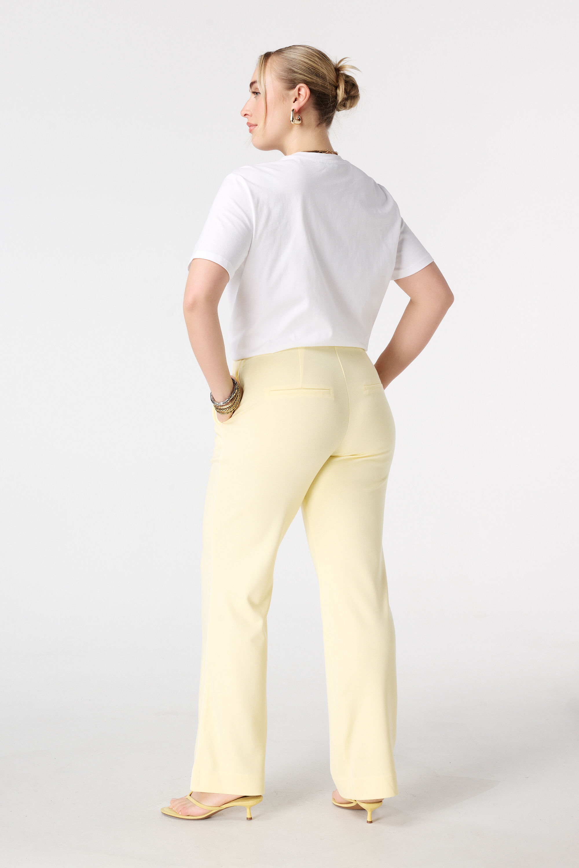 Wide leg broek met siernaden image number 3