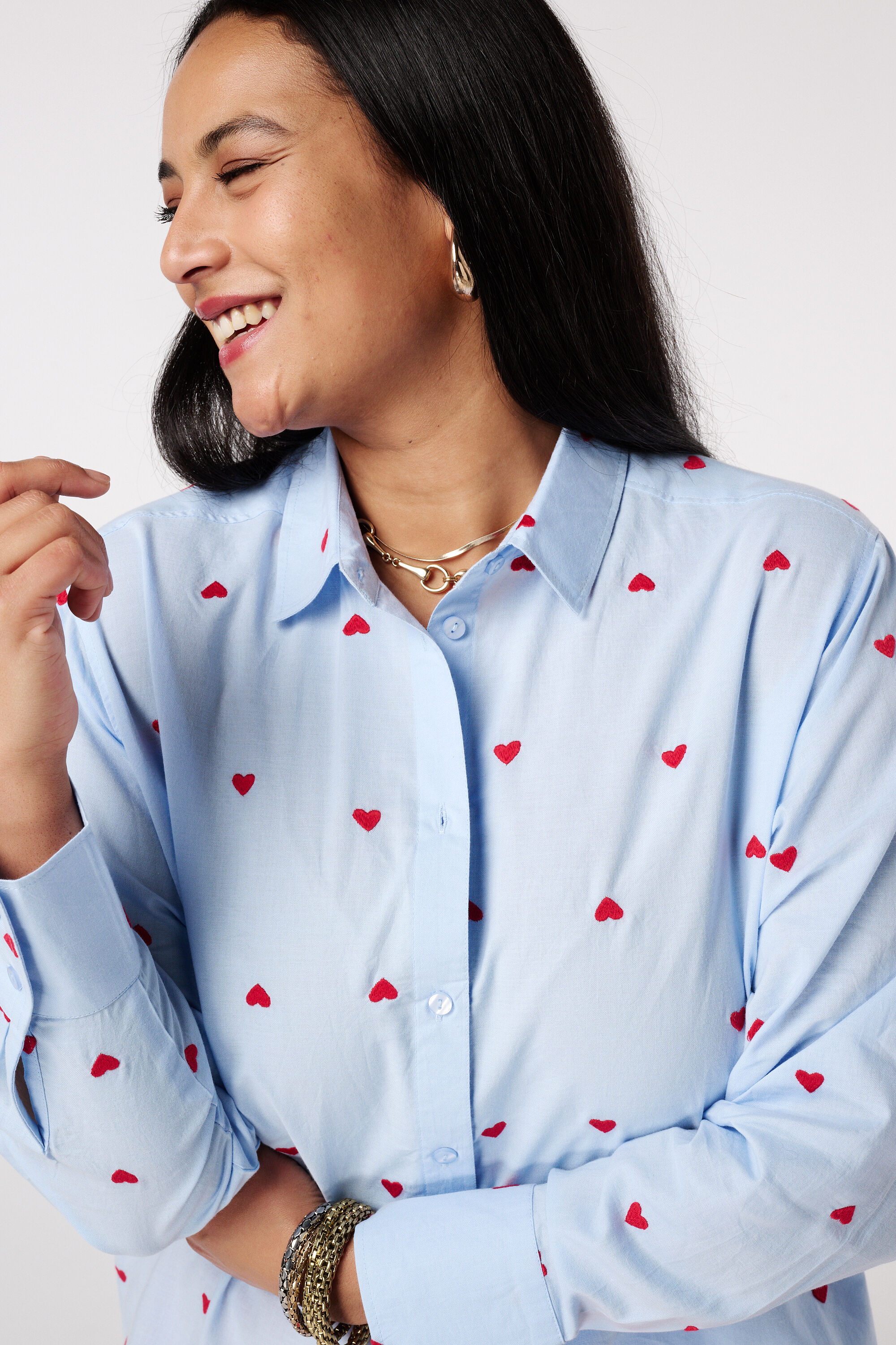 Blouse met hartjespatroon image number 4