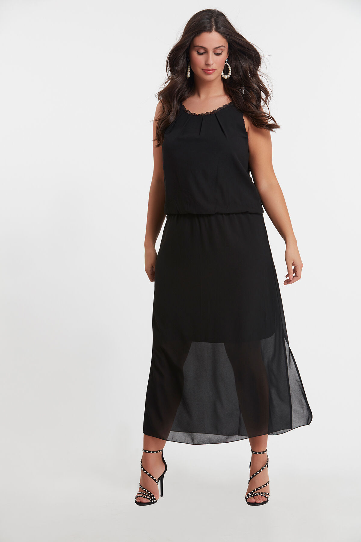 Maxi jurk met kanten details image number 4