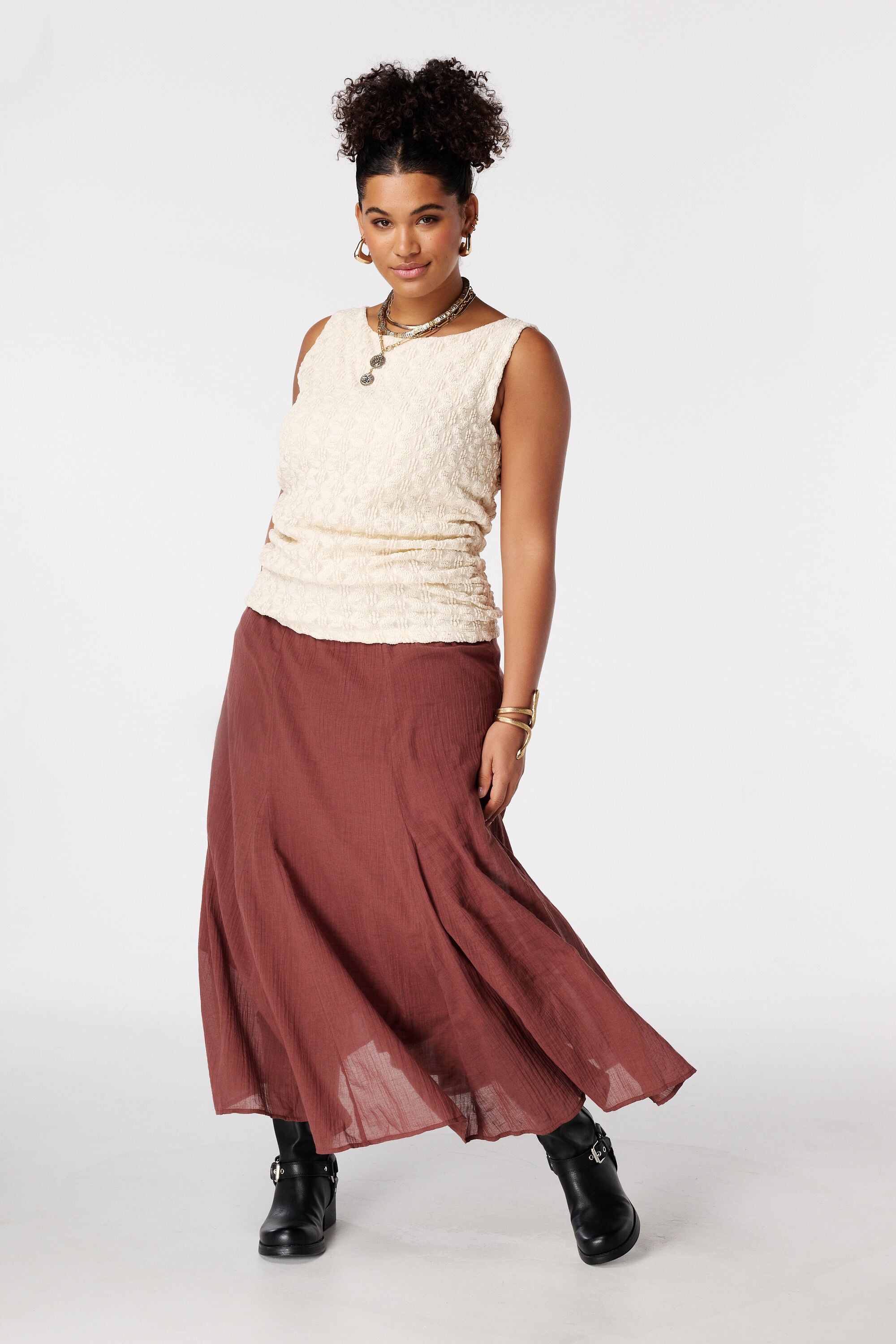 Maxi uitlopende rok image number 0