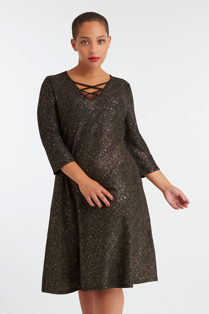 Lurex feestjurk met pailletten image number 7