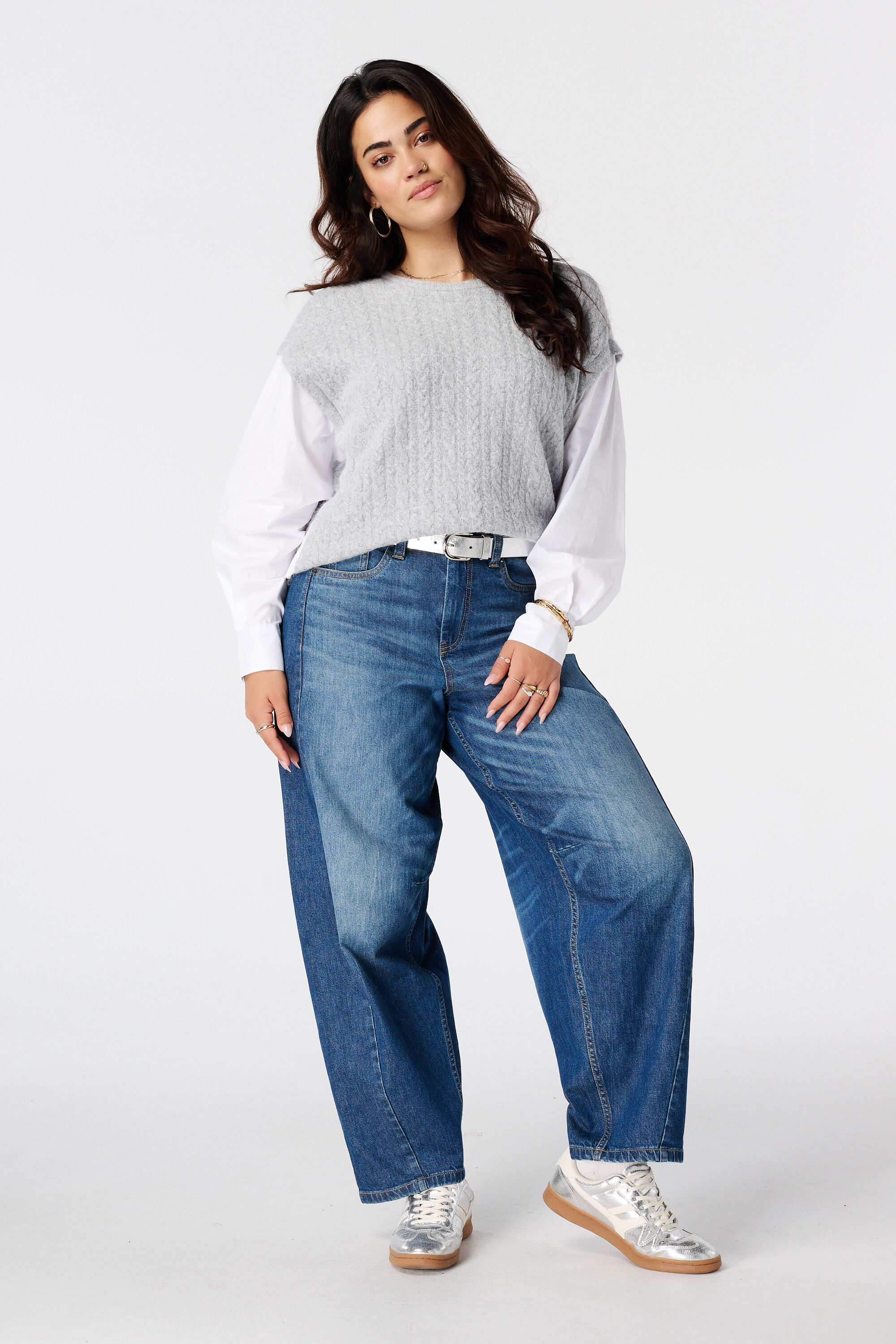 Trui met contrasterende blouse mouwen image number 5