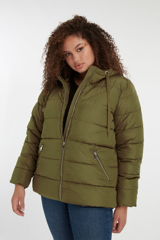Gewatteerde jas met capuchon image number 5