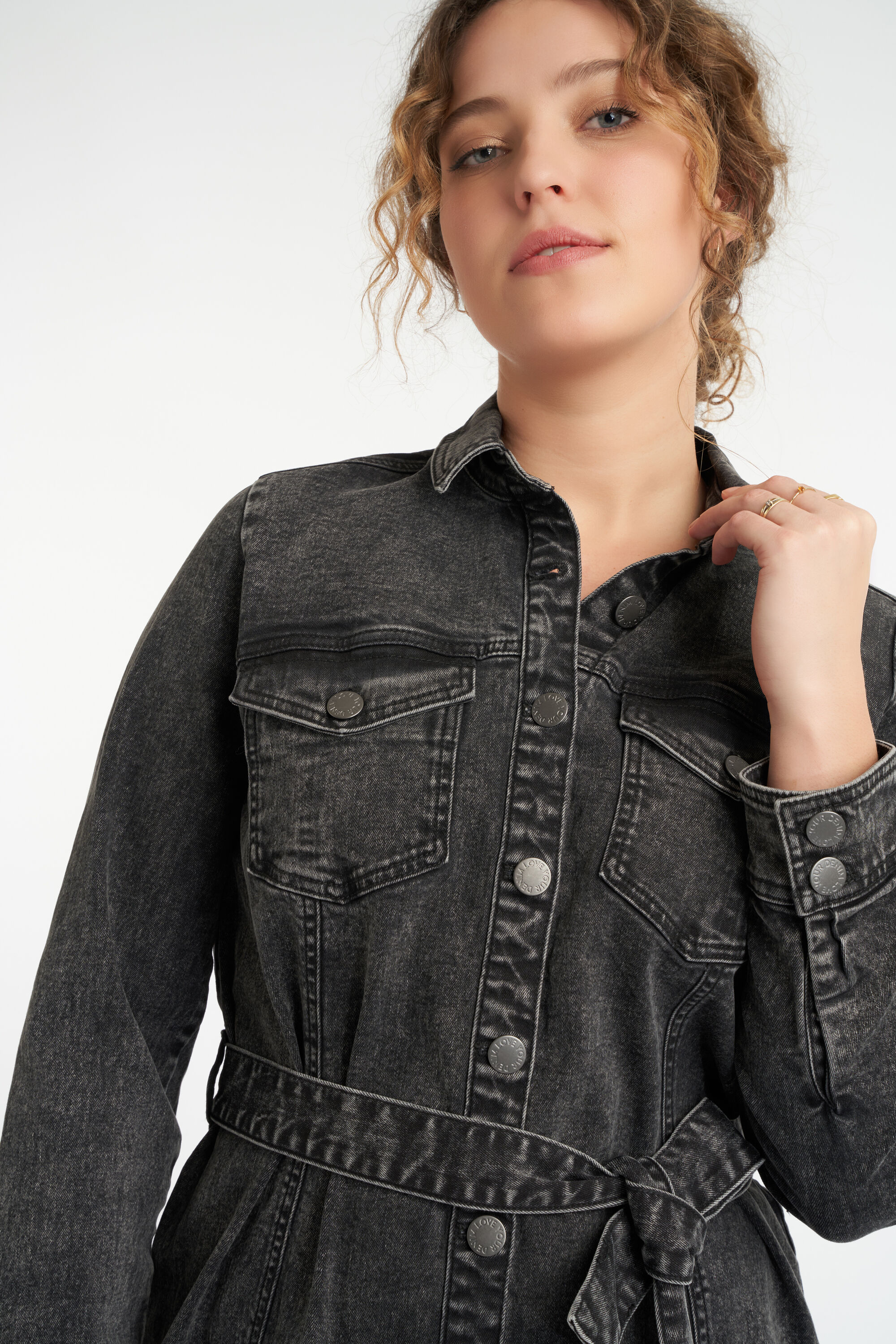 Spijkerjurk met ceintuur image number 4