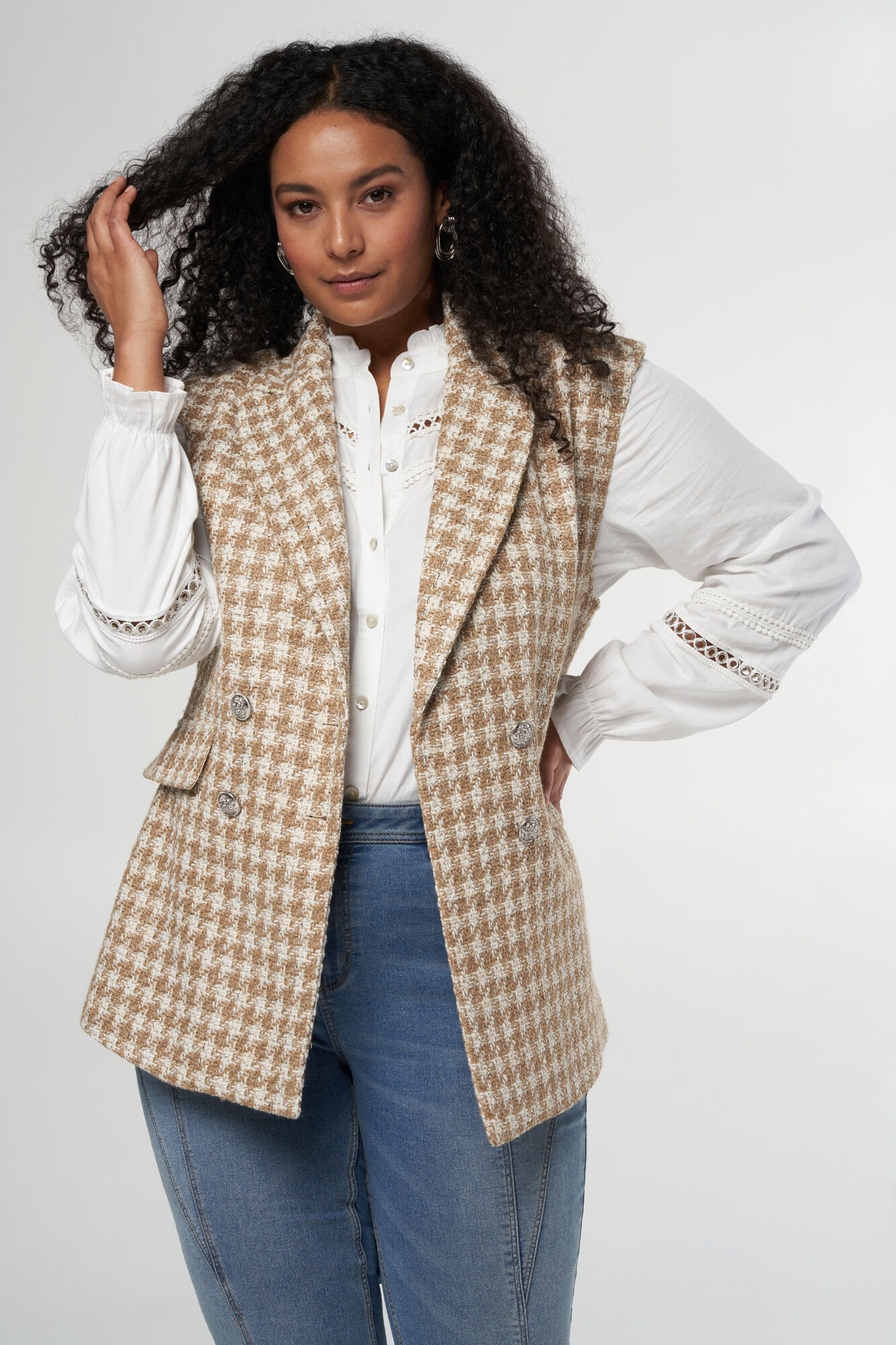 Tweekleurige tweed gilet image number 6