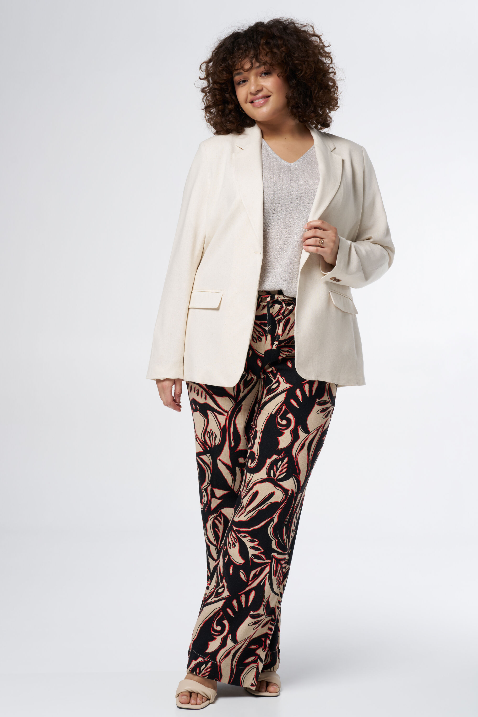 Rechtvallende blazer met linnen image number 5