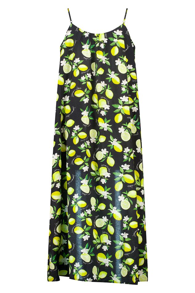 Maxi jurk met citroenprint image number 2
