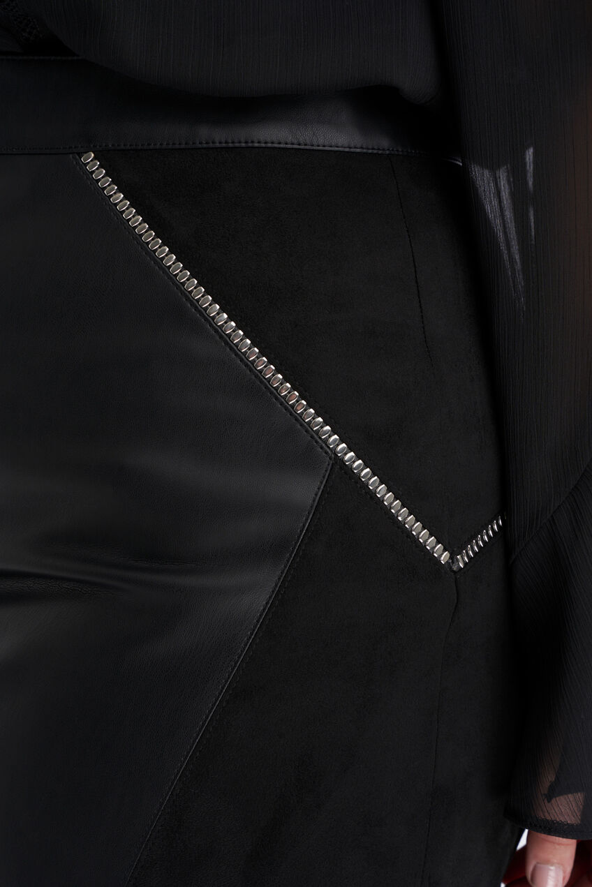 Leren rok met studsdetail image number 4