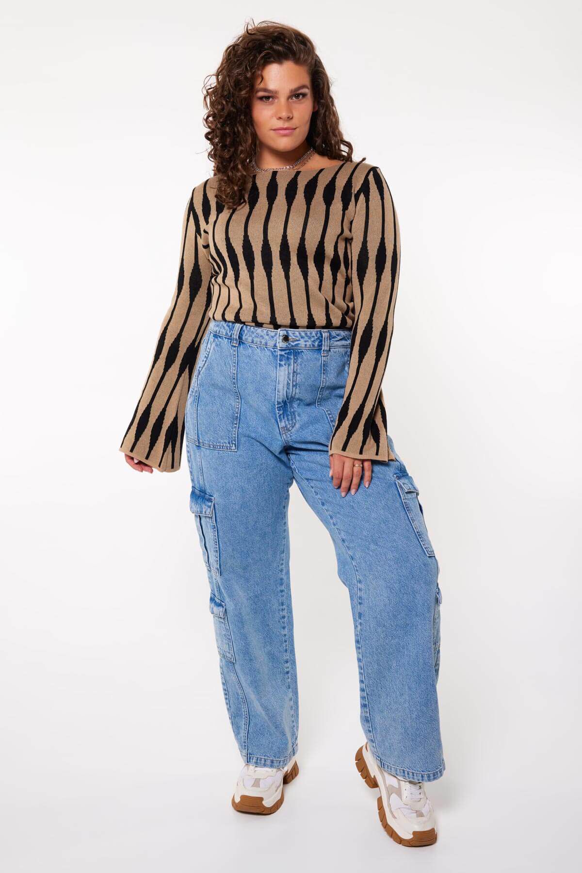 Fijn gebreide top in jacquard patroon image number 4