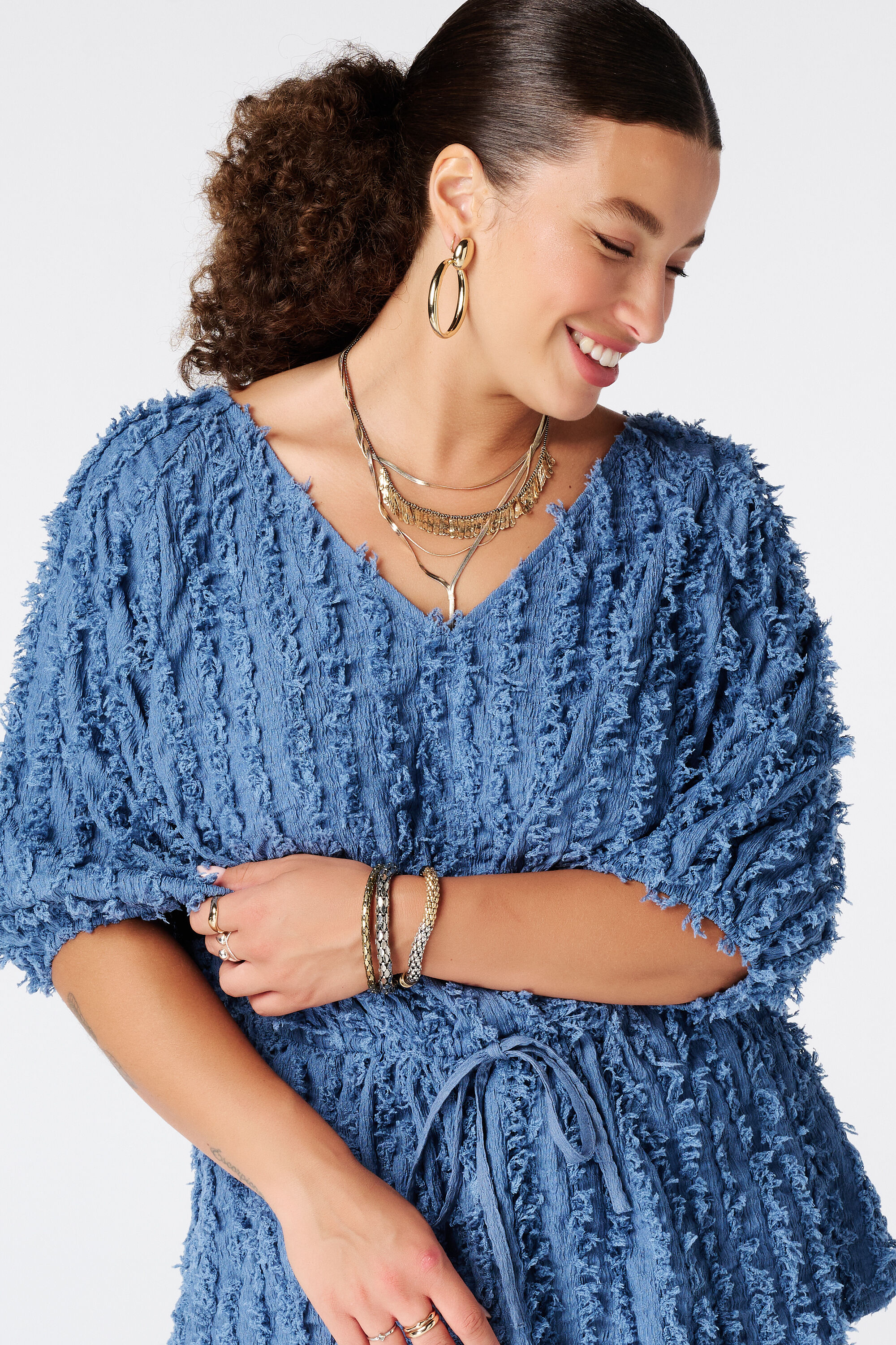 Harige top met drawstring image number 4