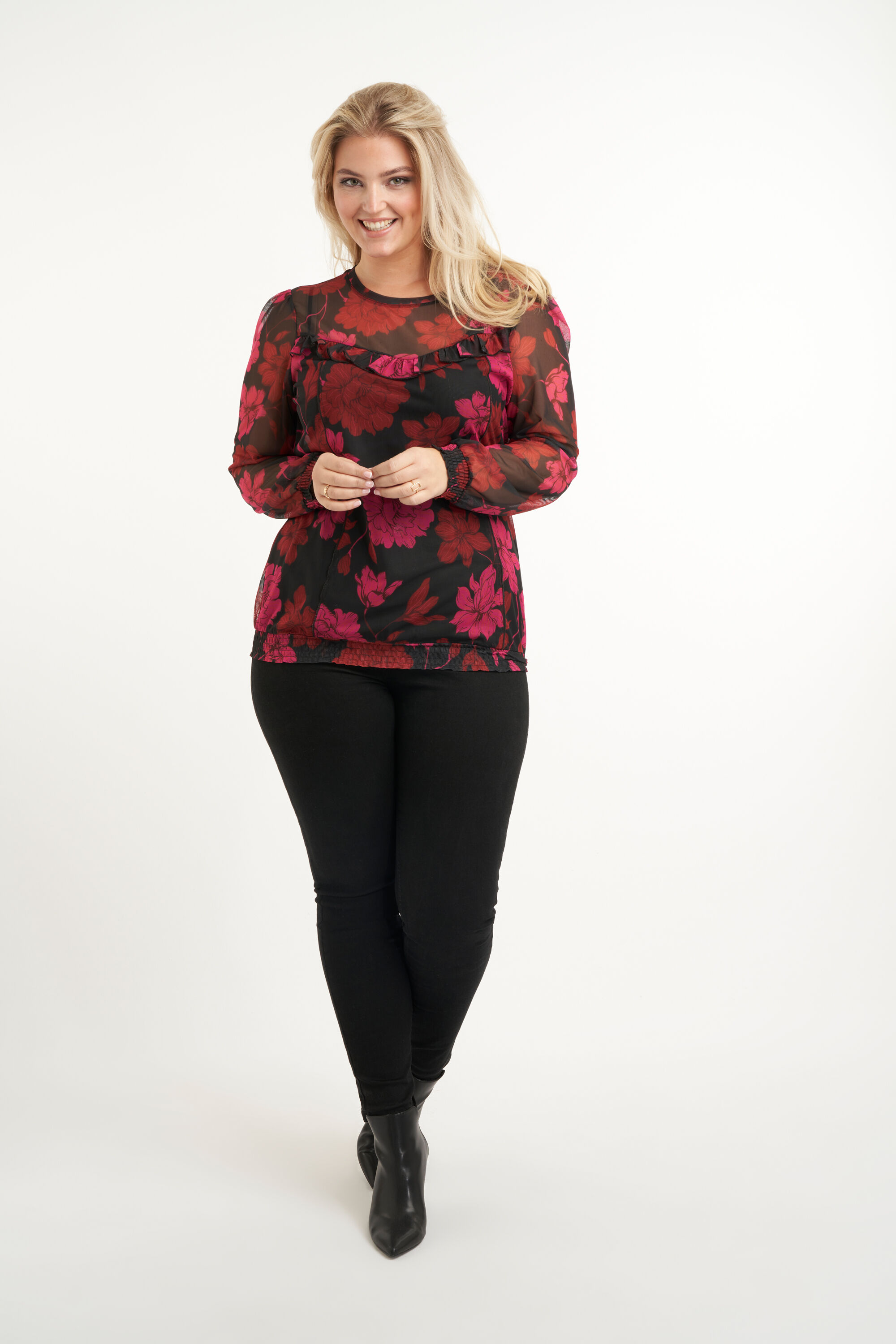 Mesh top met bloemenprint image number 5