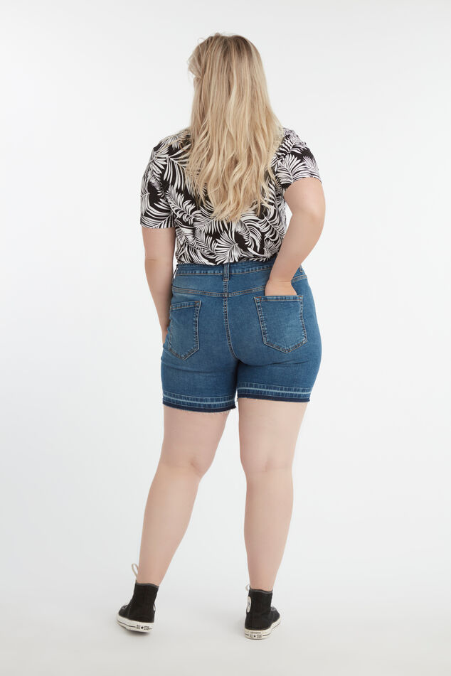 Denim short met rafelrandje image number 4