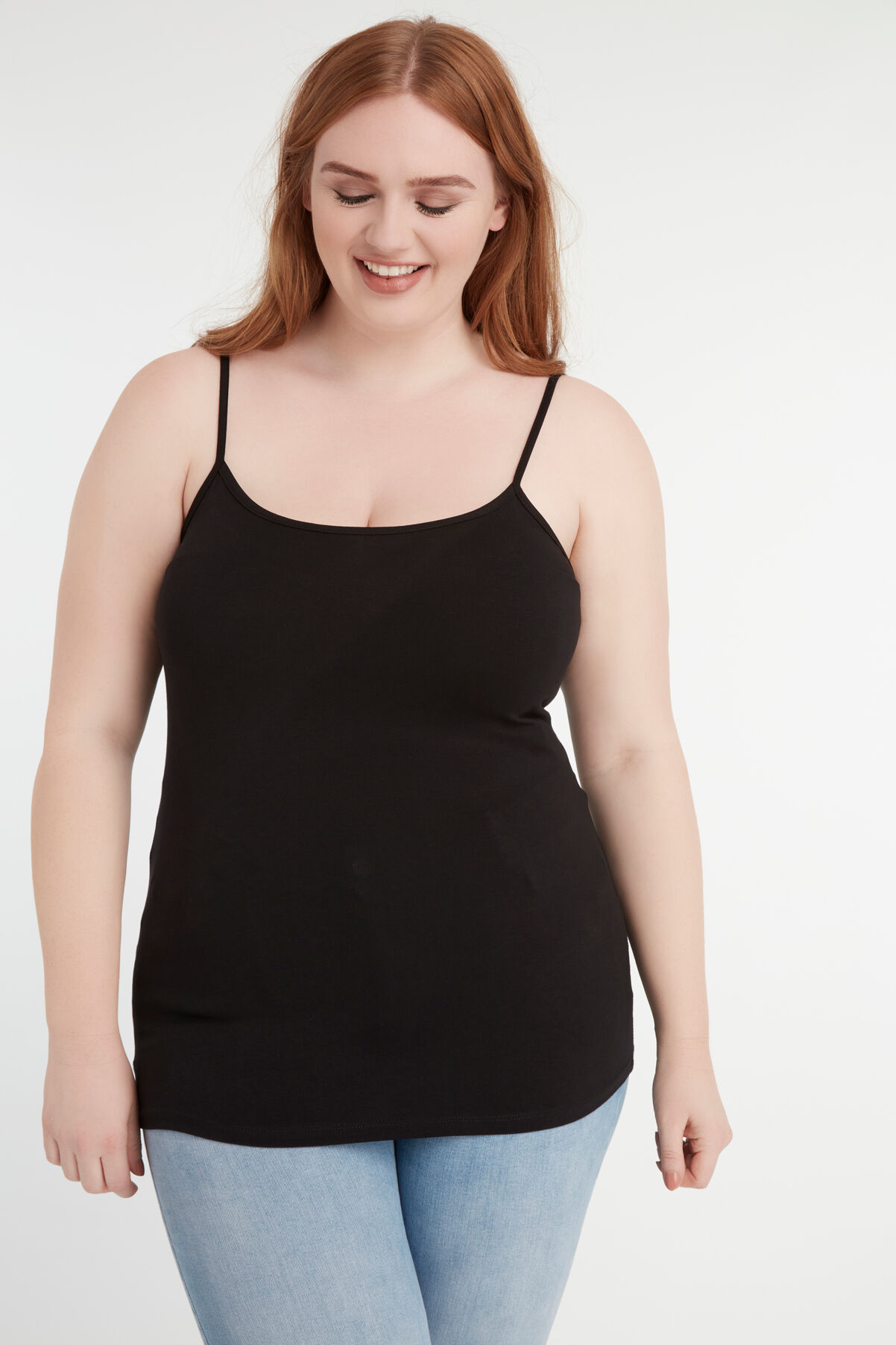 Katoenen top met spaghettibandjes image number 3