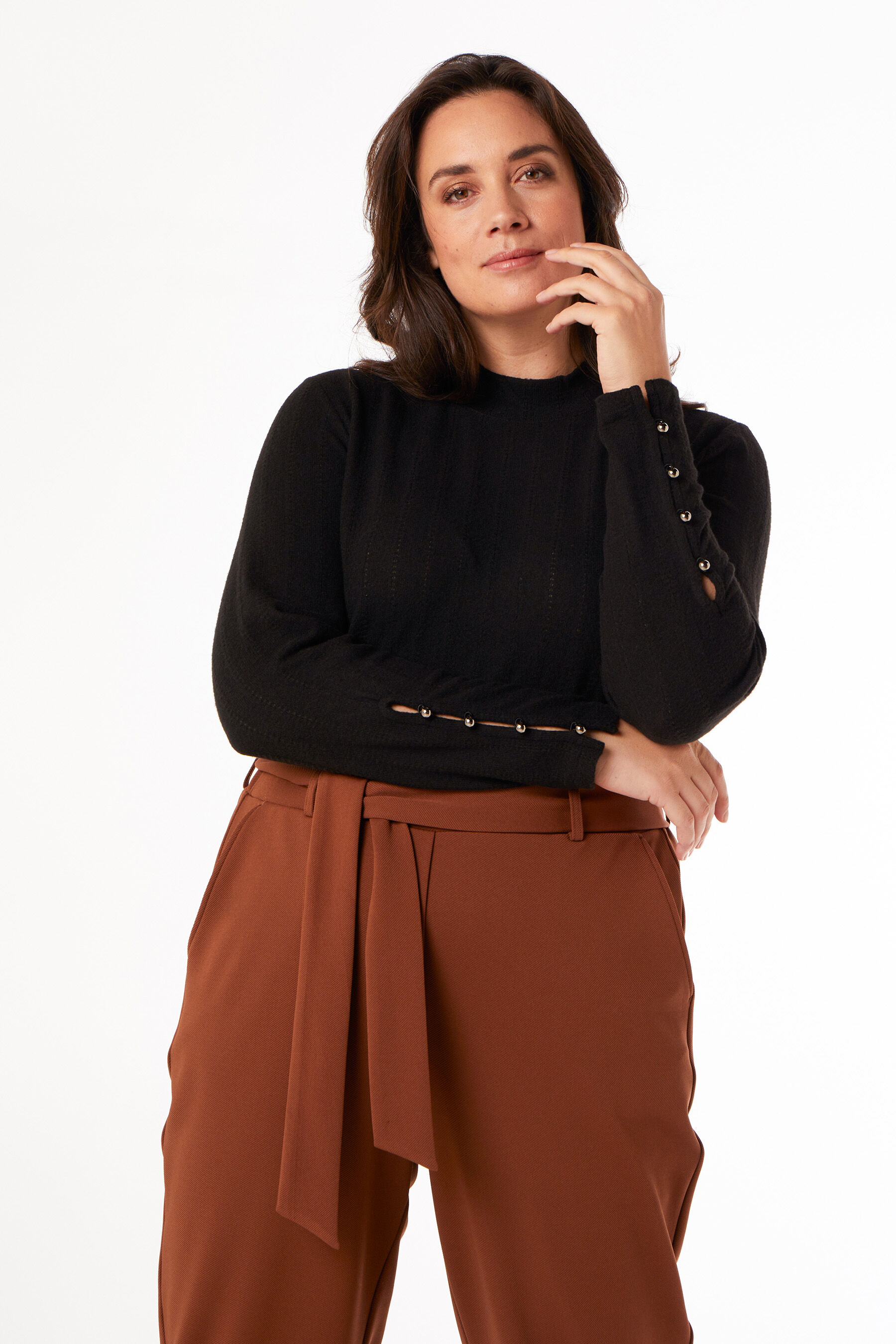 Geribde top met hoge hals image number 6