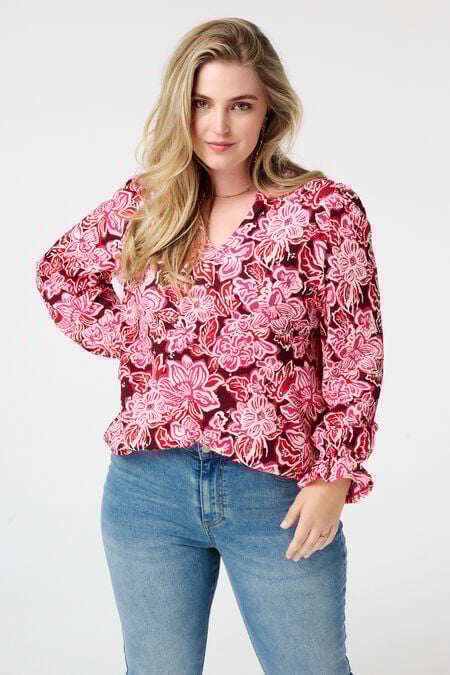 Top met print en stuctuur Top met print en stuctuur