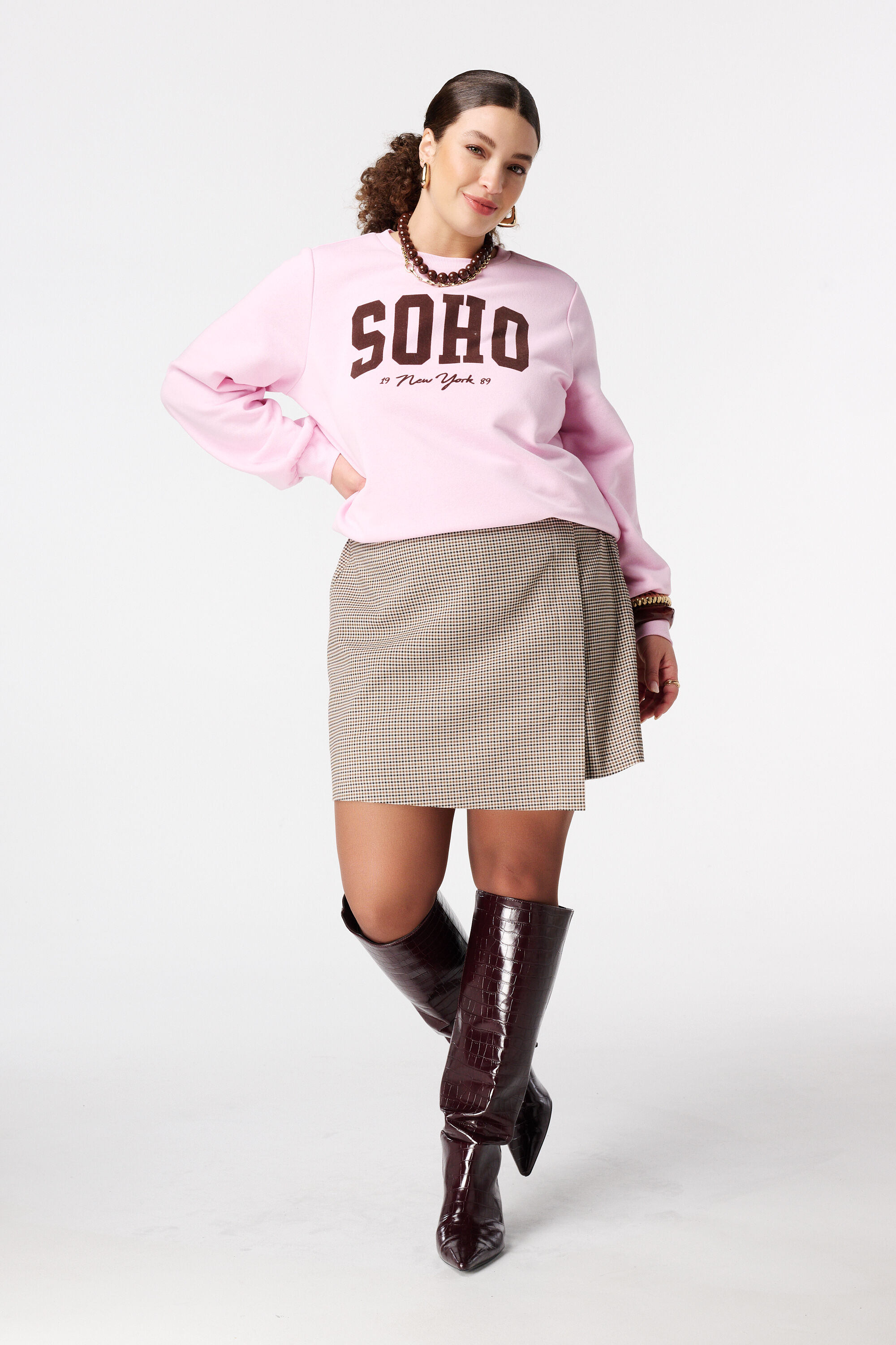 Geruit rokje met overslag look