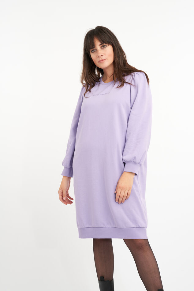 Sweater jurk met pofmouwen image number 0