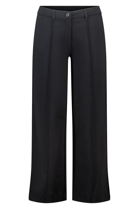 Wide leg pantalon met stretch en zijstreep