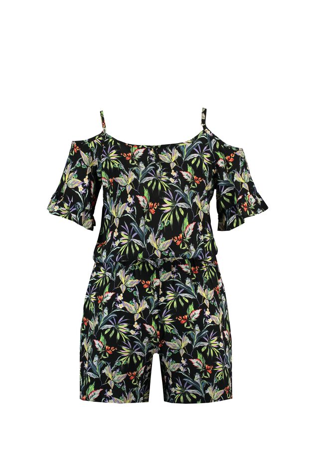 Playsuit met bloemenprint en volant image number 2