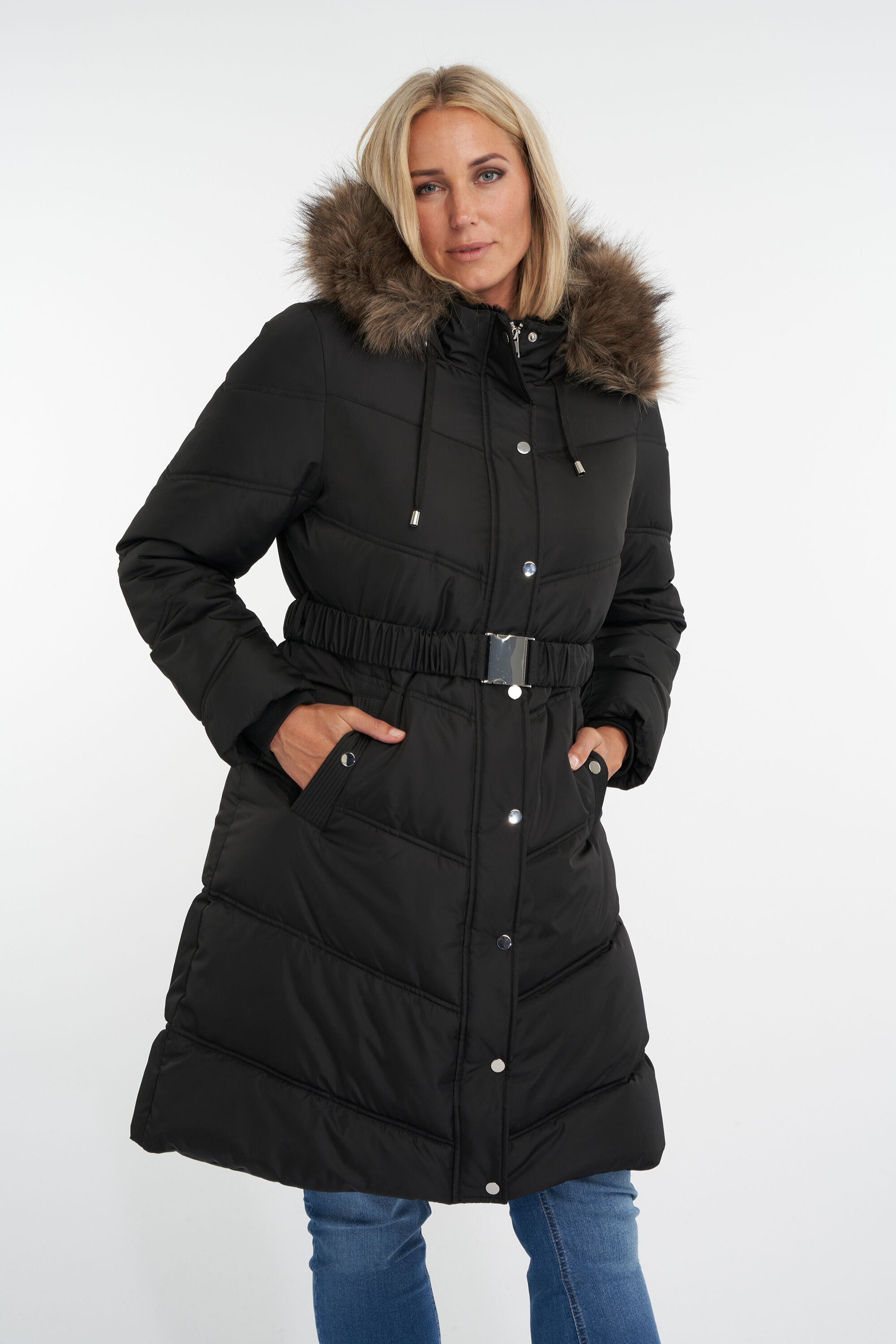 Gewatteerde jas met ceintuur image number 5